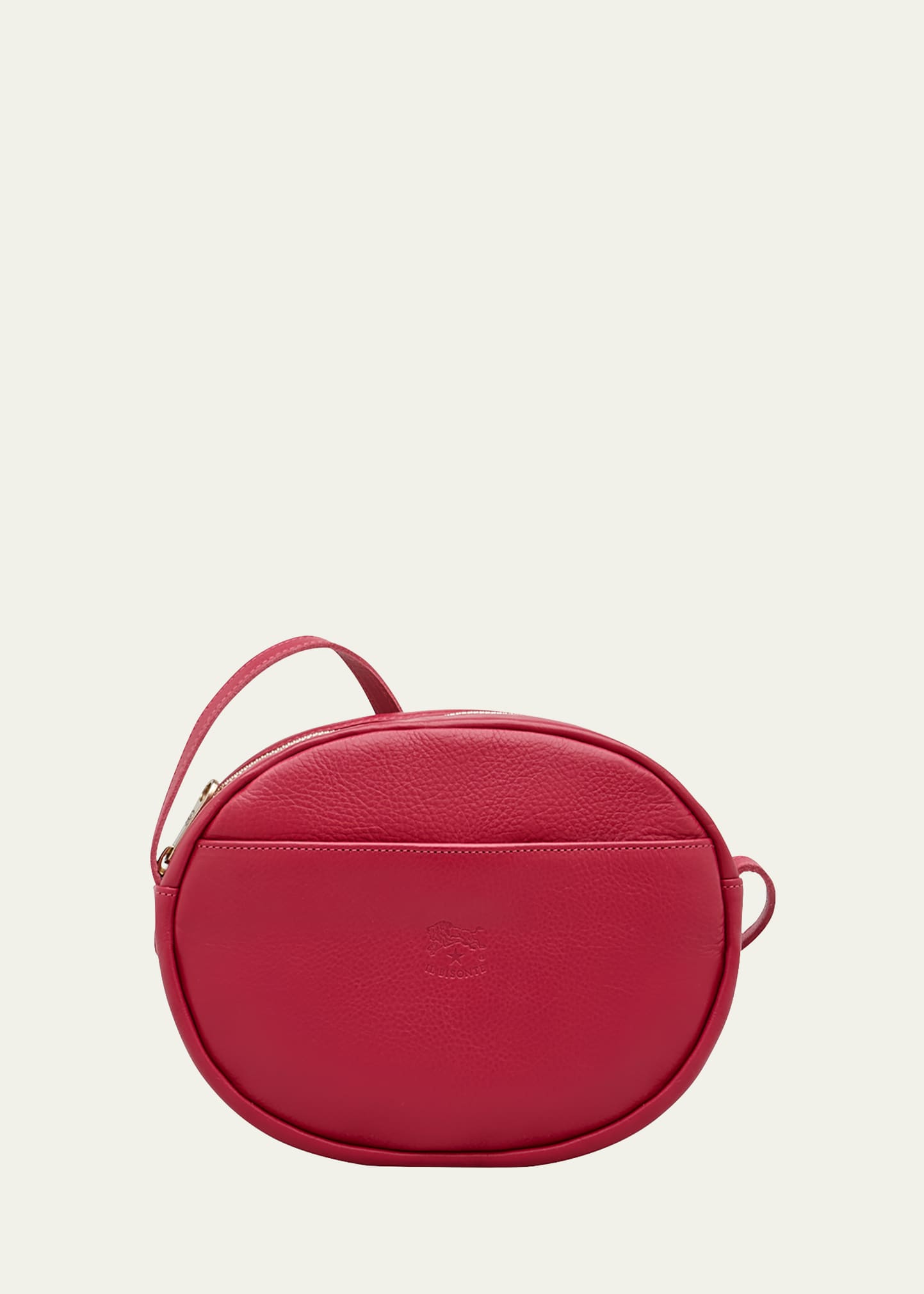 Il Bisonte Rubino Round Vacchetta Leather Crossbody Bag In Hot Pink