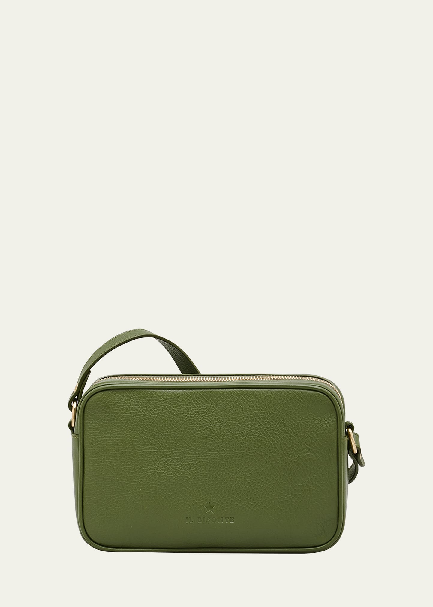 Il Bisonte Oliveta Vacchetta Leather Camera Crossbody Bag In Cipresso