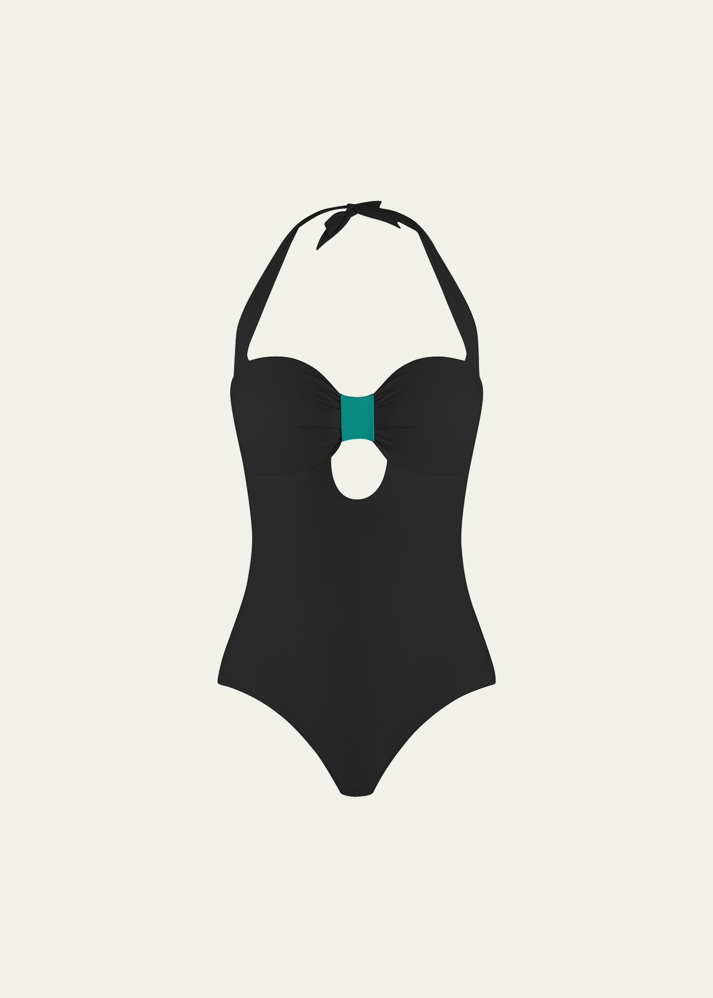 Valimare Sicily Bow Halter One-piece Swimsuit In Black/green