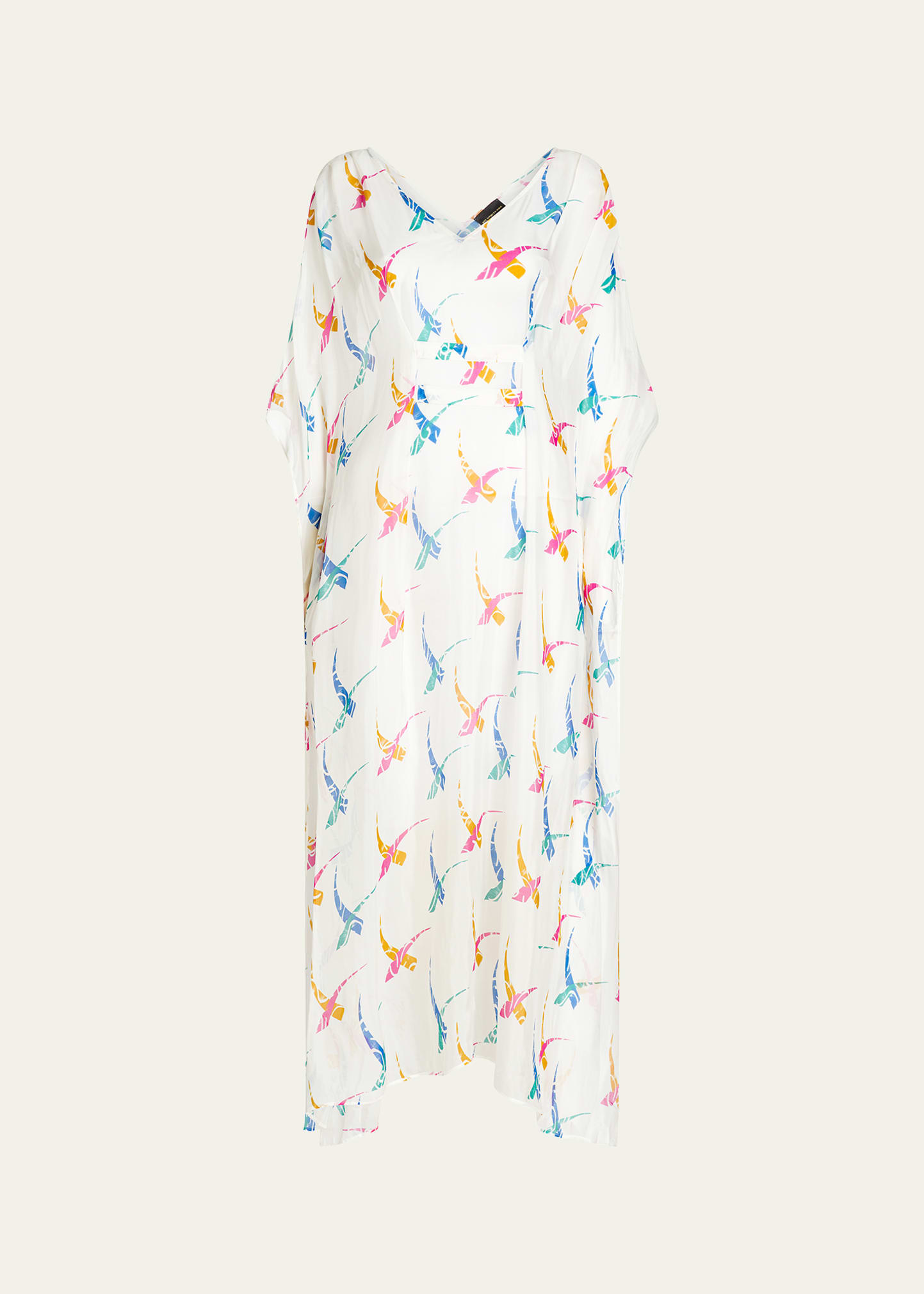 Valimare Women's Florence Abstract Silk-blend Cover-up Maxi Dress In White Print