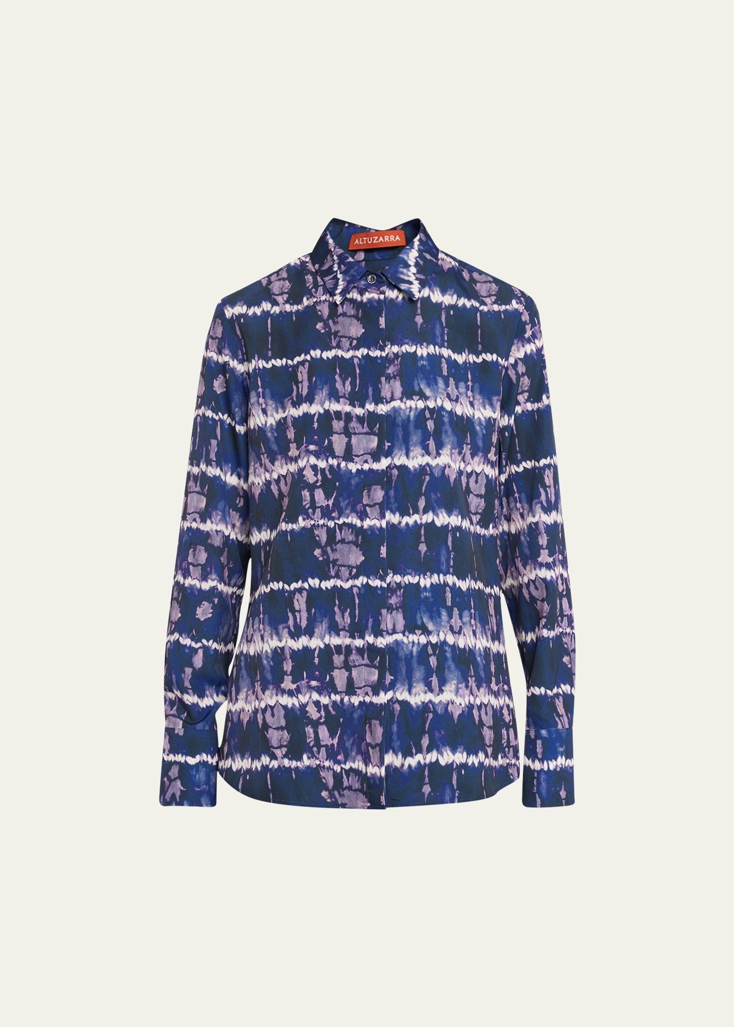 Altuzarra Chika Tie-dye Button-front Blouse In Berry Blue