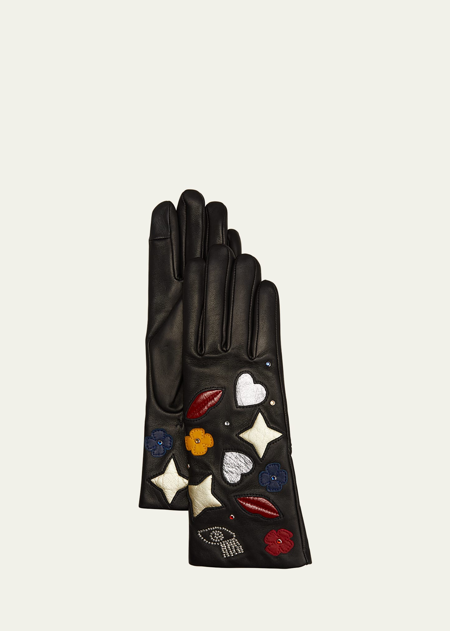 Patch Leather & Cashmere Gloves