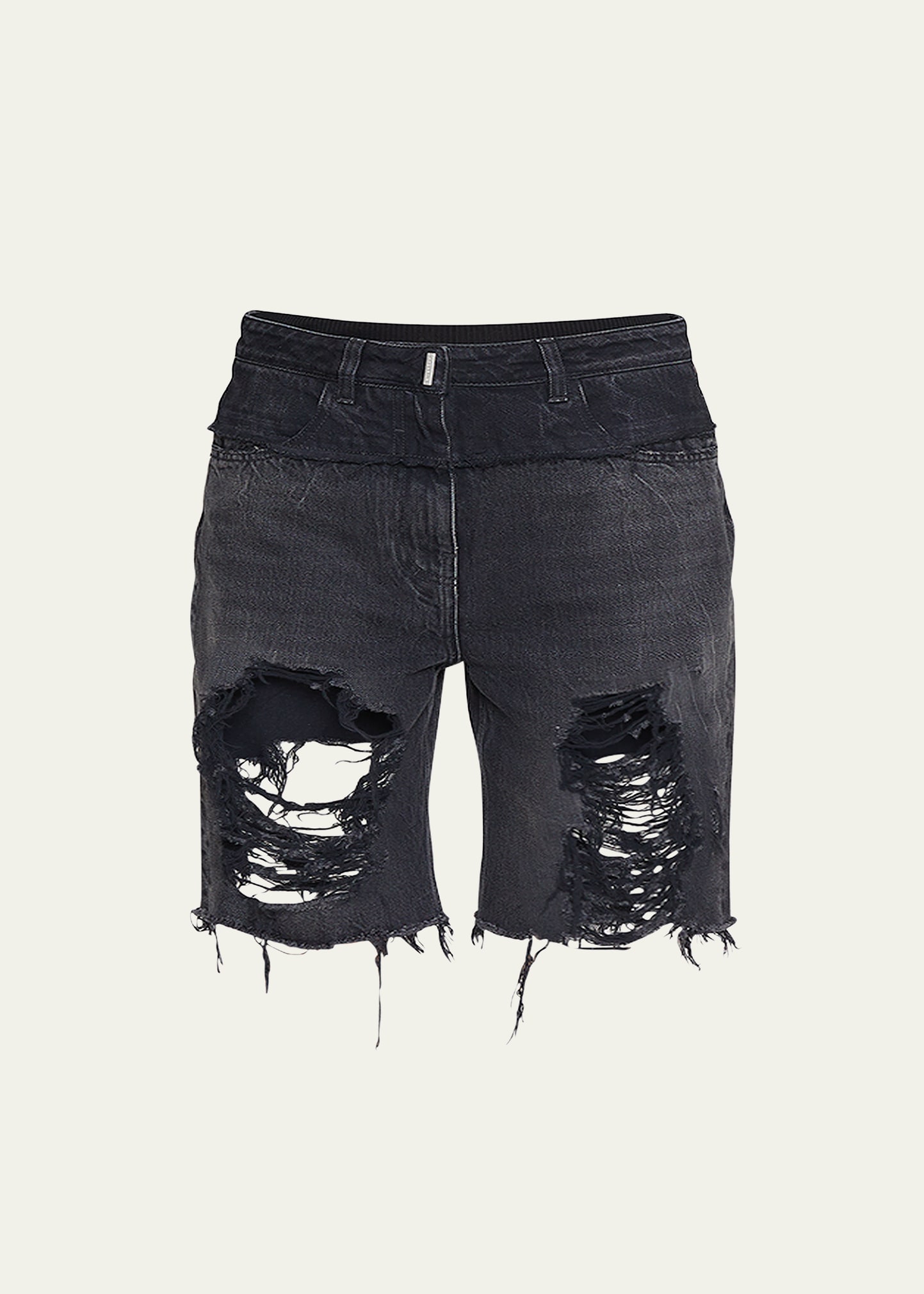 Distressed Denim Bermuda Shorts