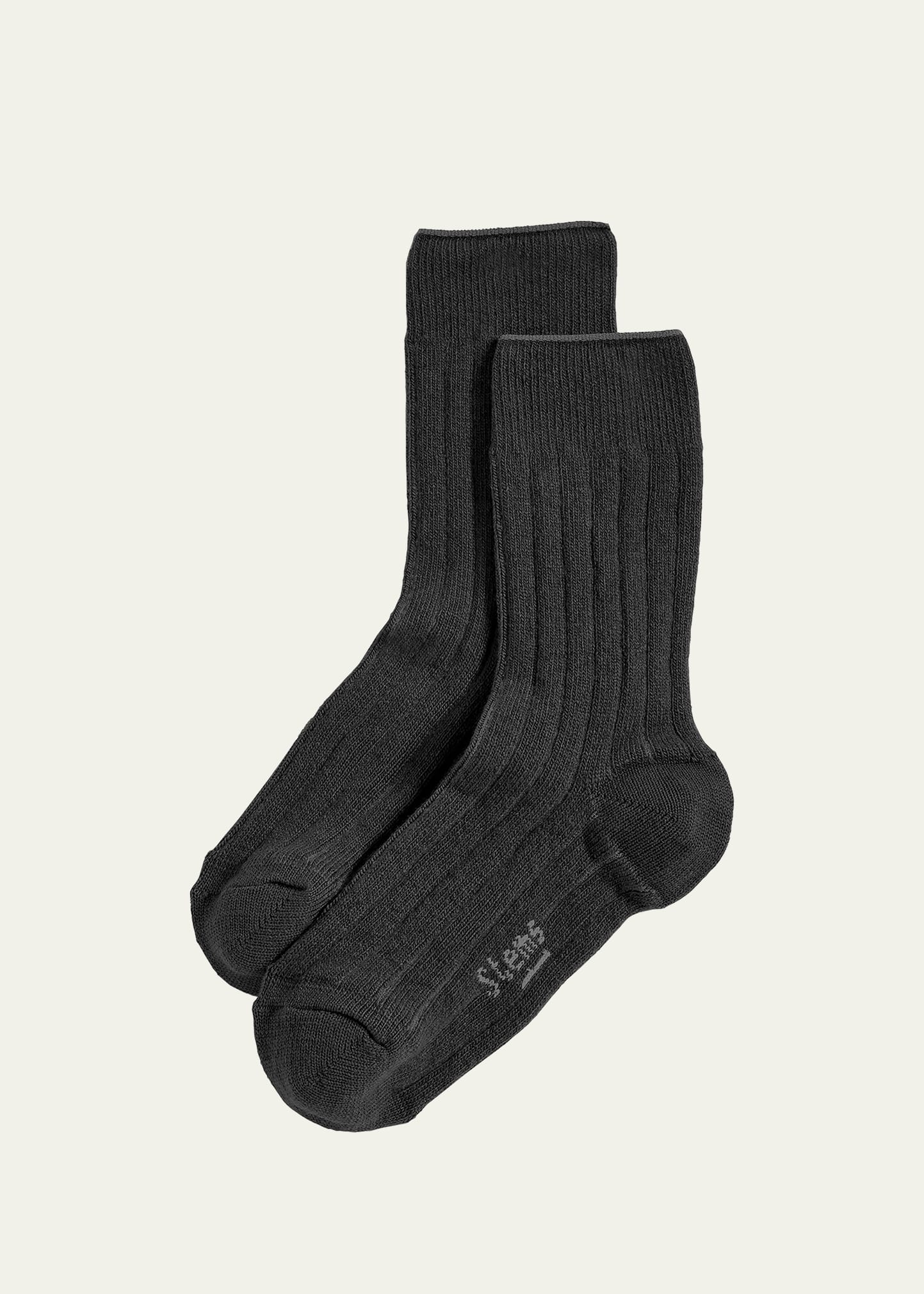 Shop Stems Ribbed Lux Cashmere Socks In Black