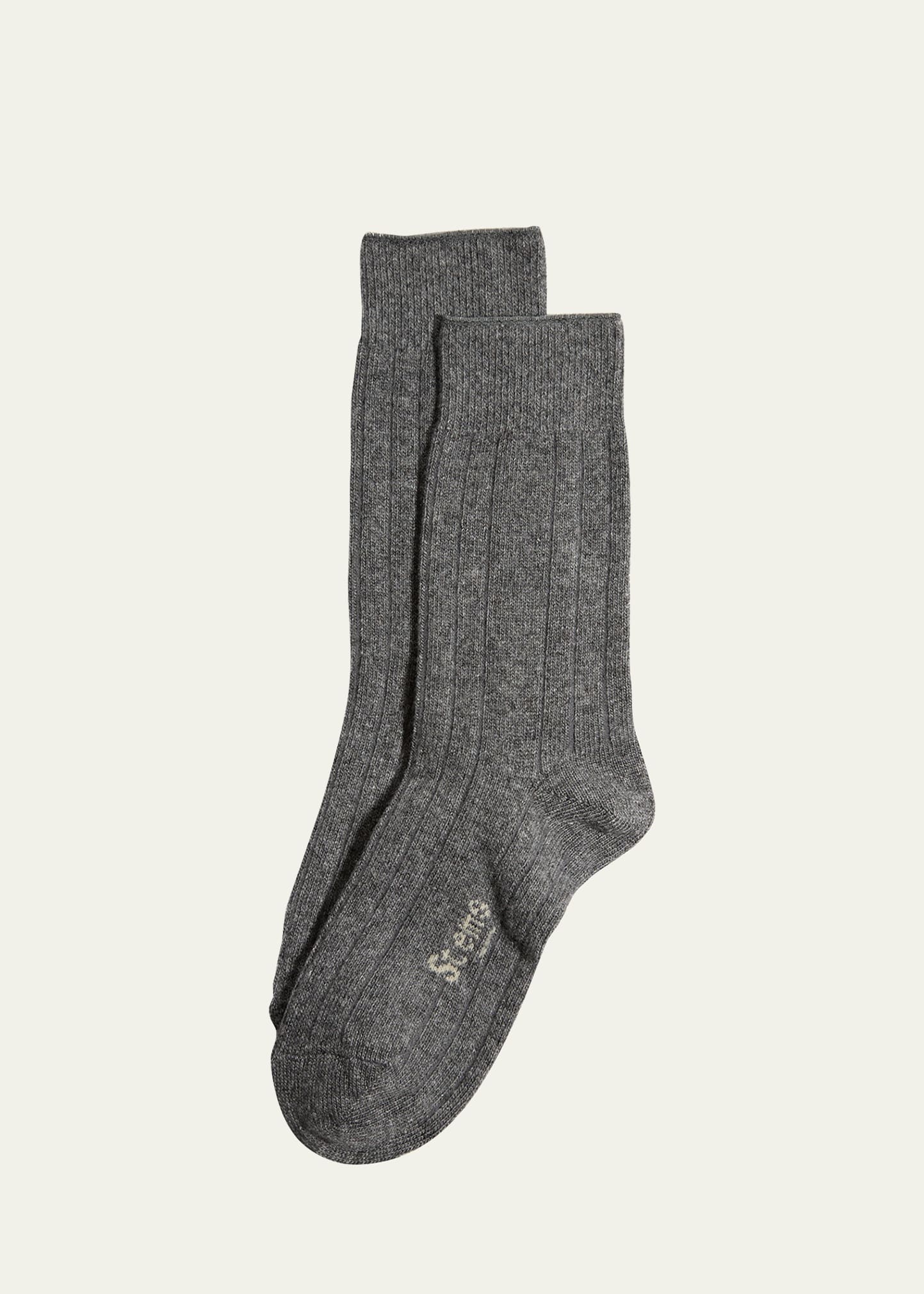 Stems Ribbed Lux Cashmere Socks In Grey