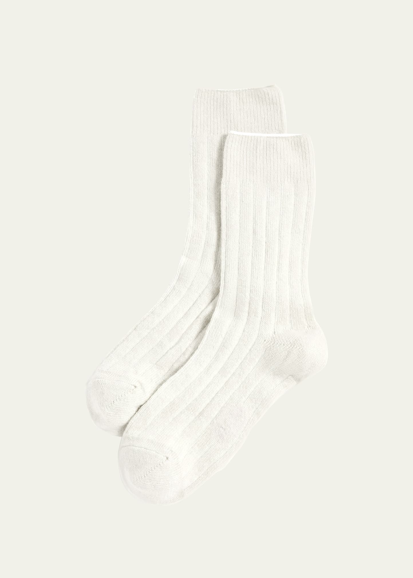Stems Ribbed Lux Cashmere Socks In Ivory