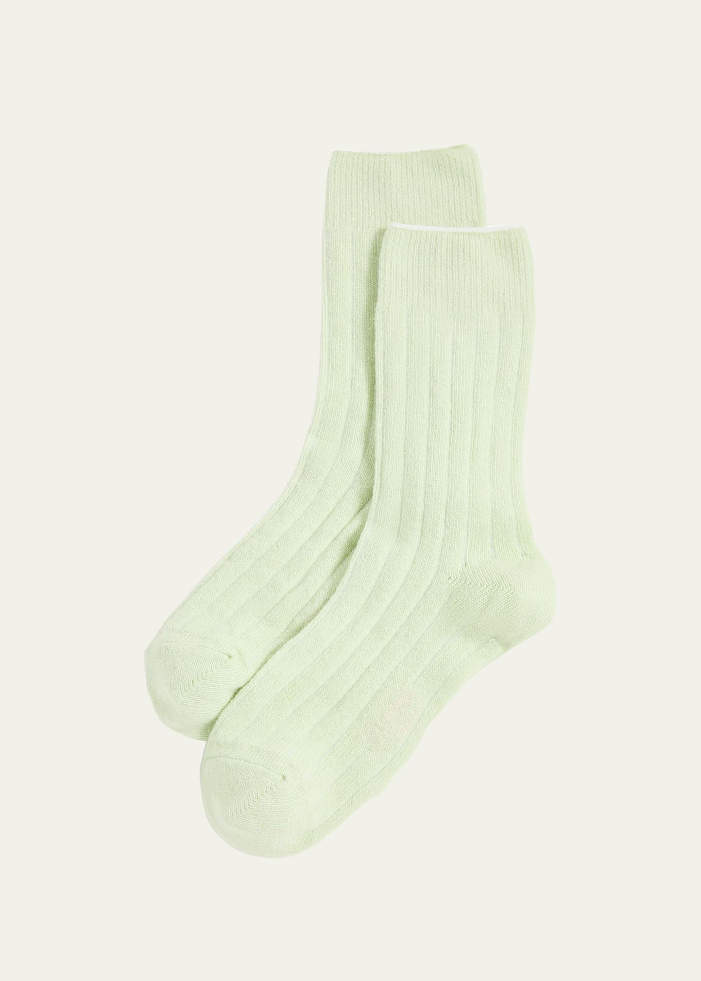 Stems Ribbed Lux Cashmere Socks In Green