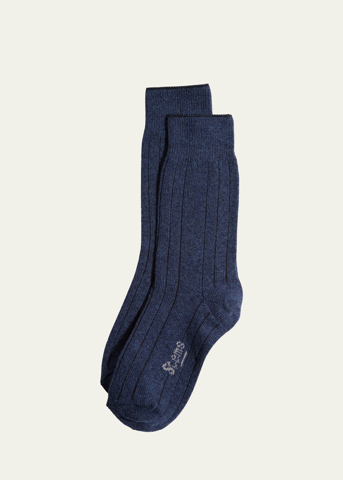 Stems Ribbed Lux Cashmere Socks In Navy