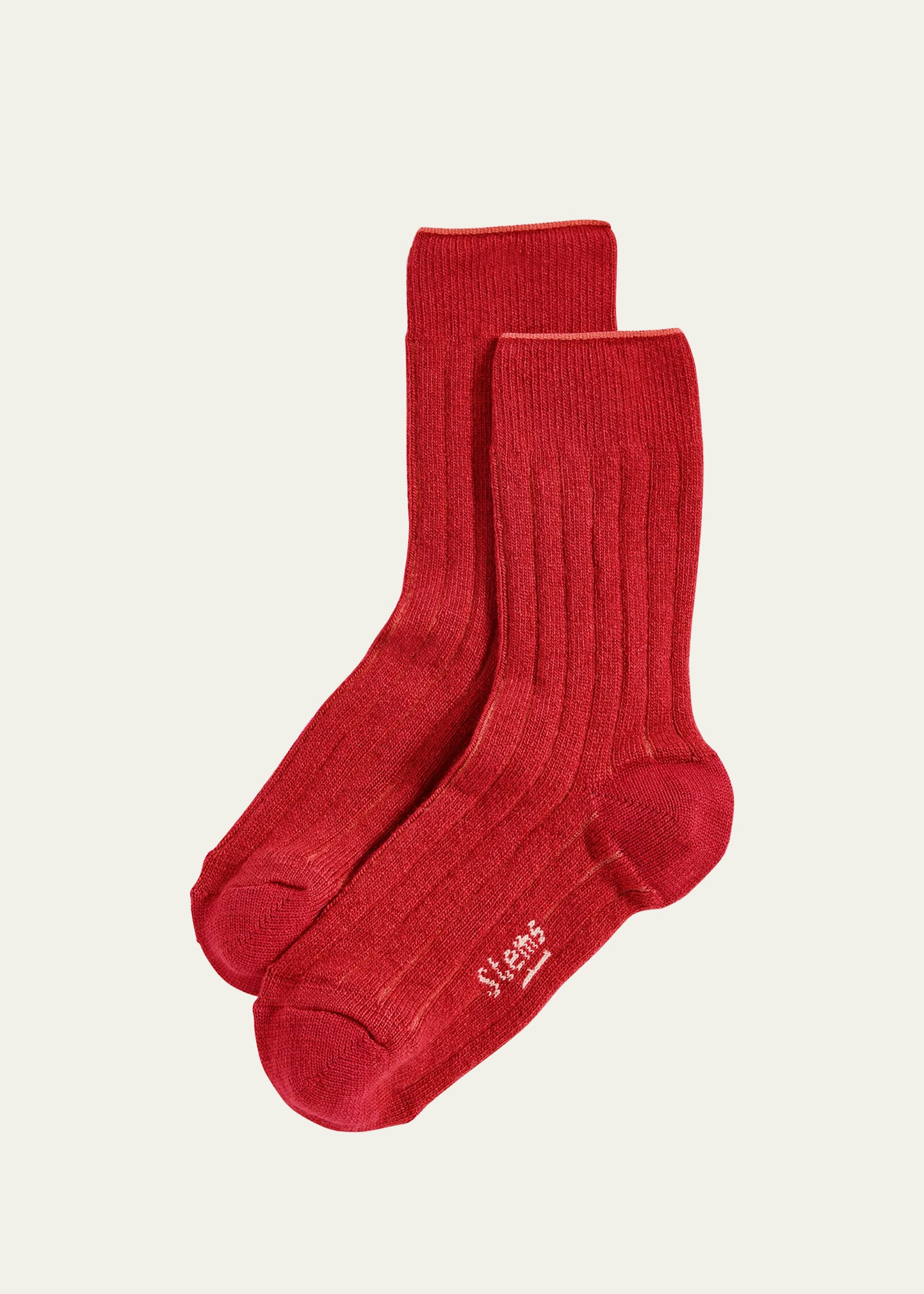 Stems Lux Cashmere Wool Crew Socks In Red