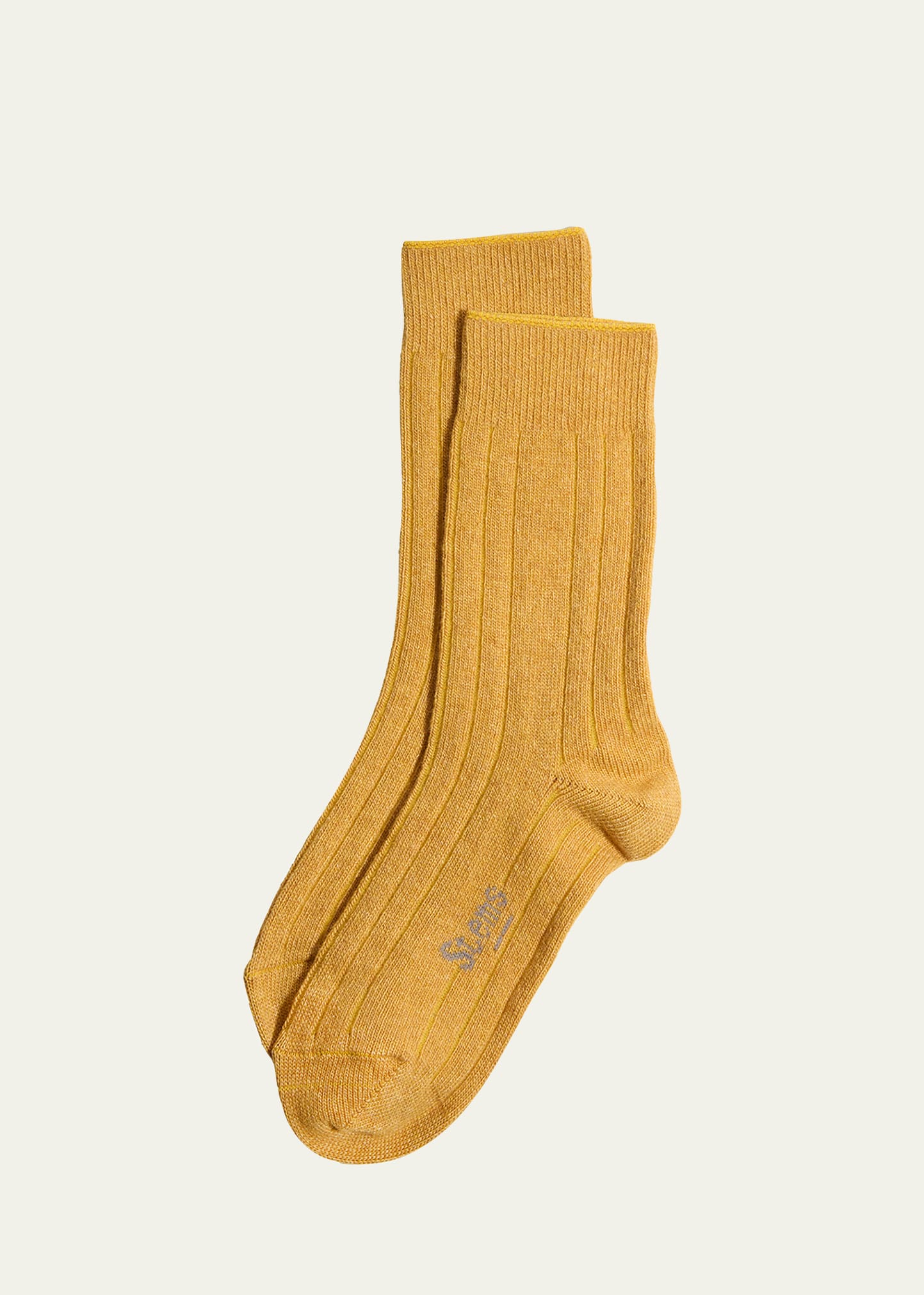 Shop Stems Ribbed Lux Cashmere Socks In Ochre