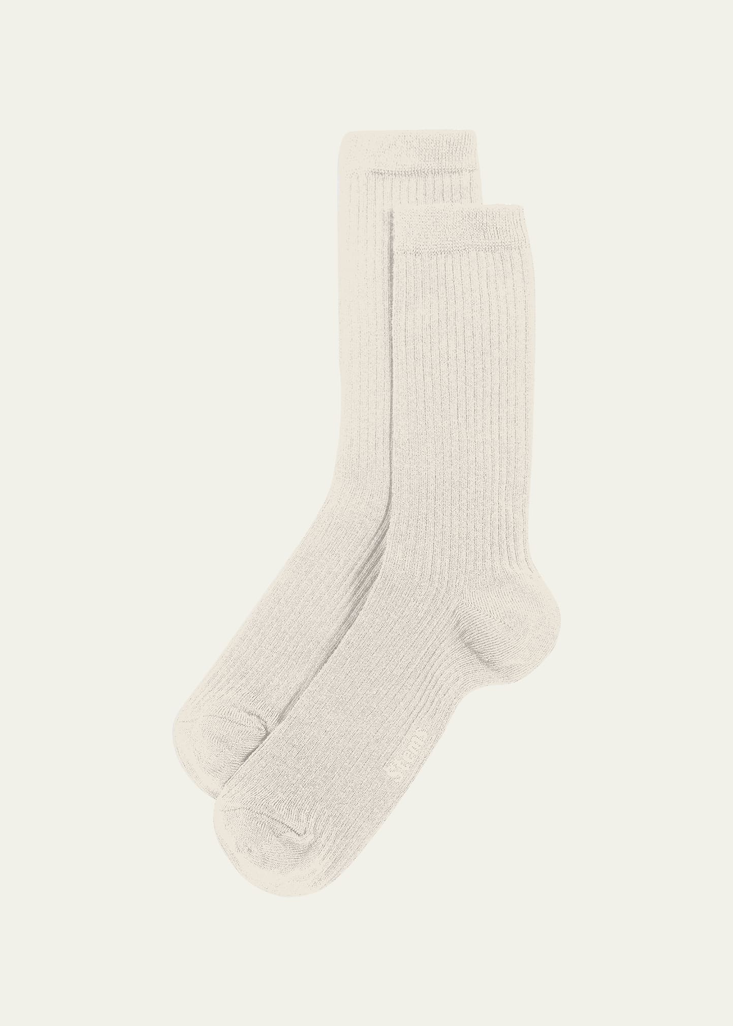 Shop Stems Ribbed Cashmere-blend Crew Socks In Ivory