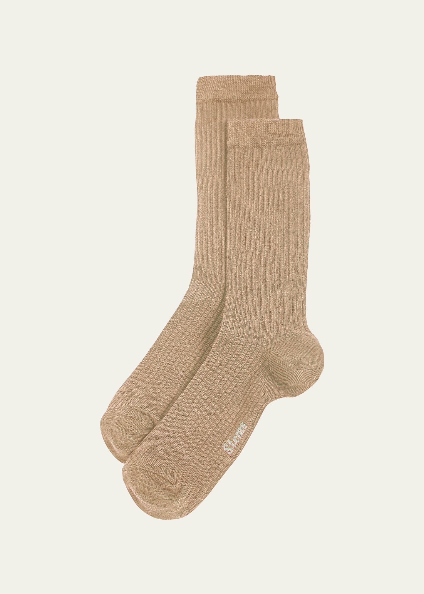 Shop Stems Ribbed Cashmere-blend Crew Socks In Nude