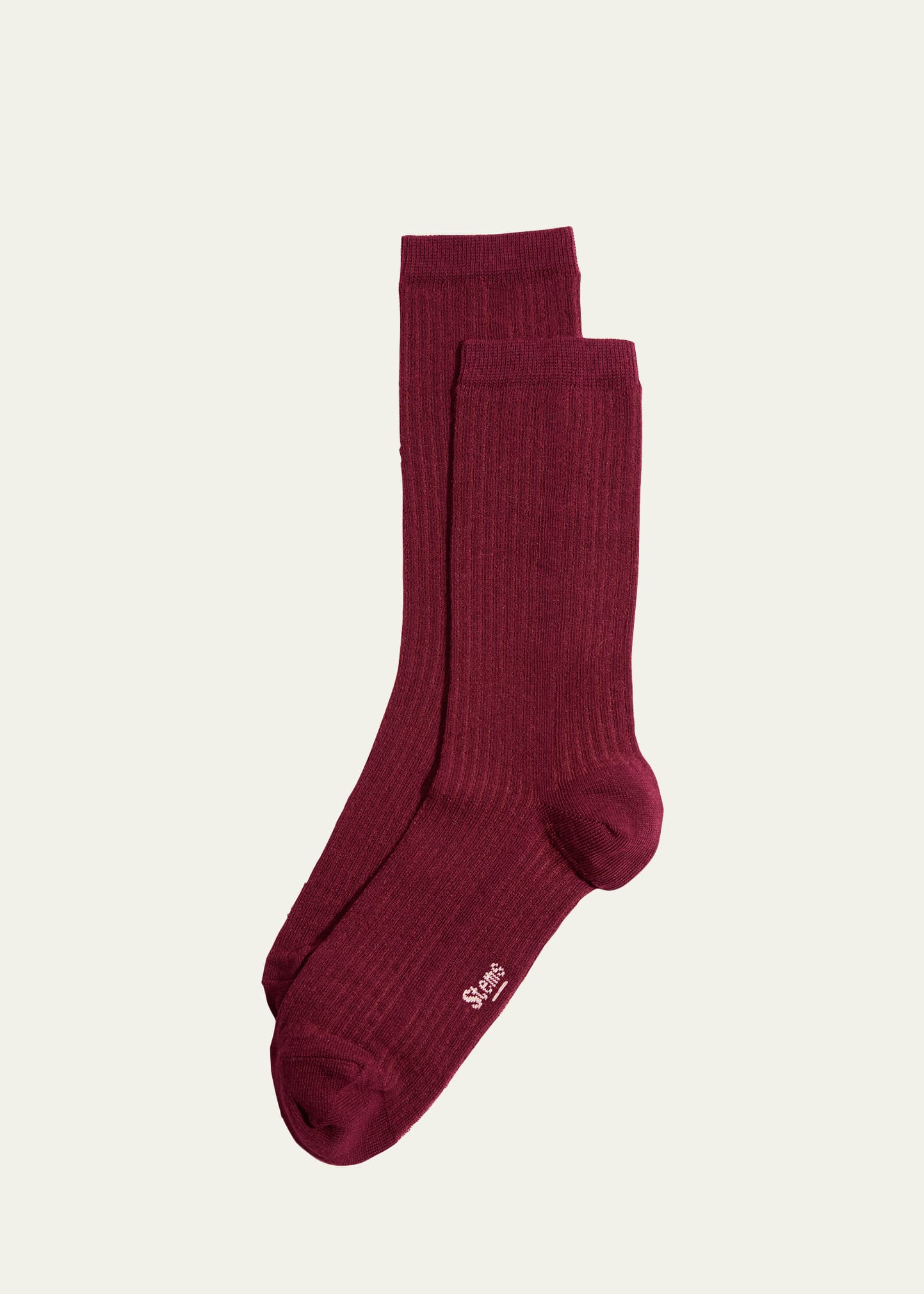 Shop Stems Ribbed Cashmere-blend Crew Socks In Plum