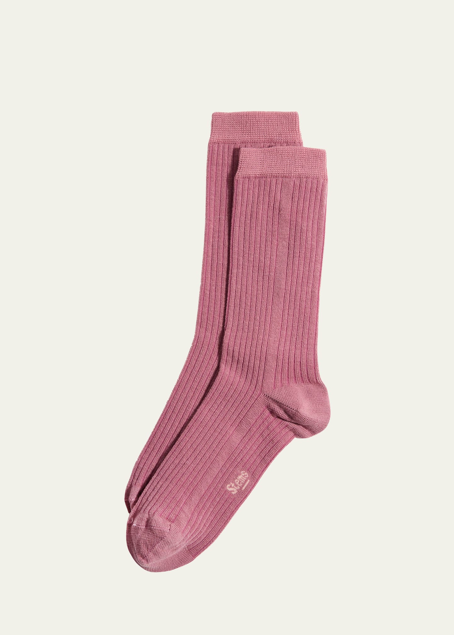 Shop Stems Ribbed Cashmere-blend Crew Socks In Rosa