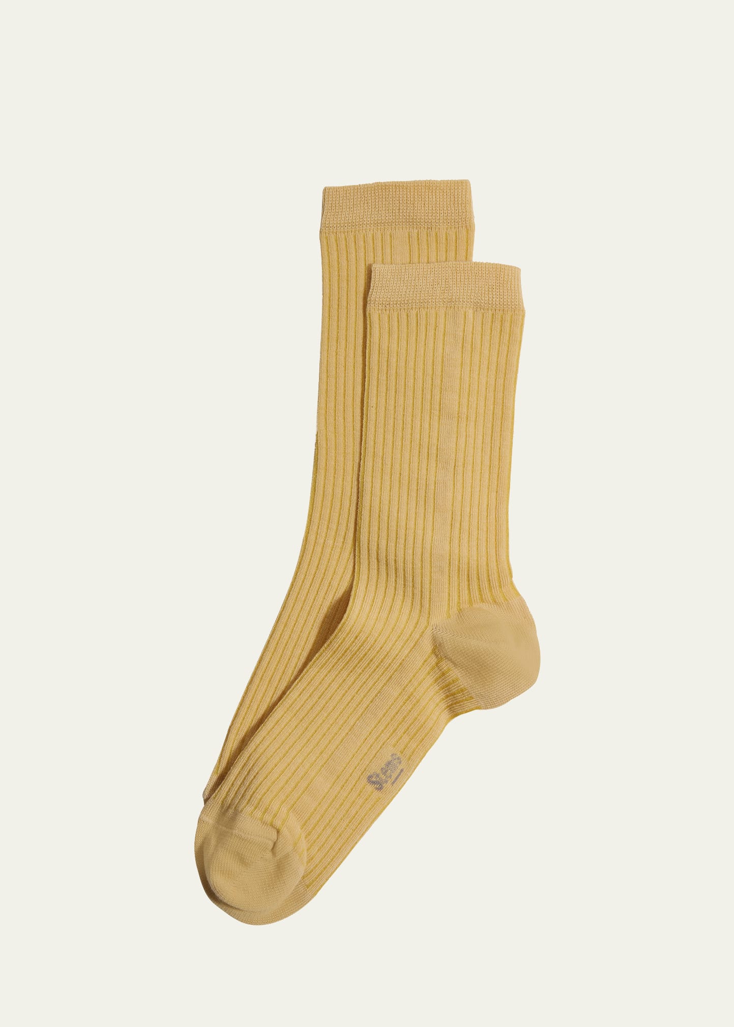 Shop Stems Ribbed Cashmere-blend Crew Socks In Ochre