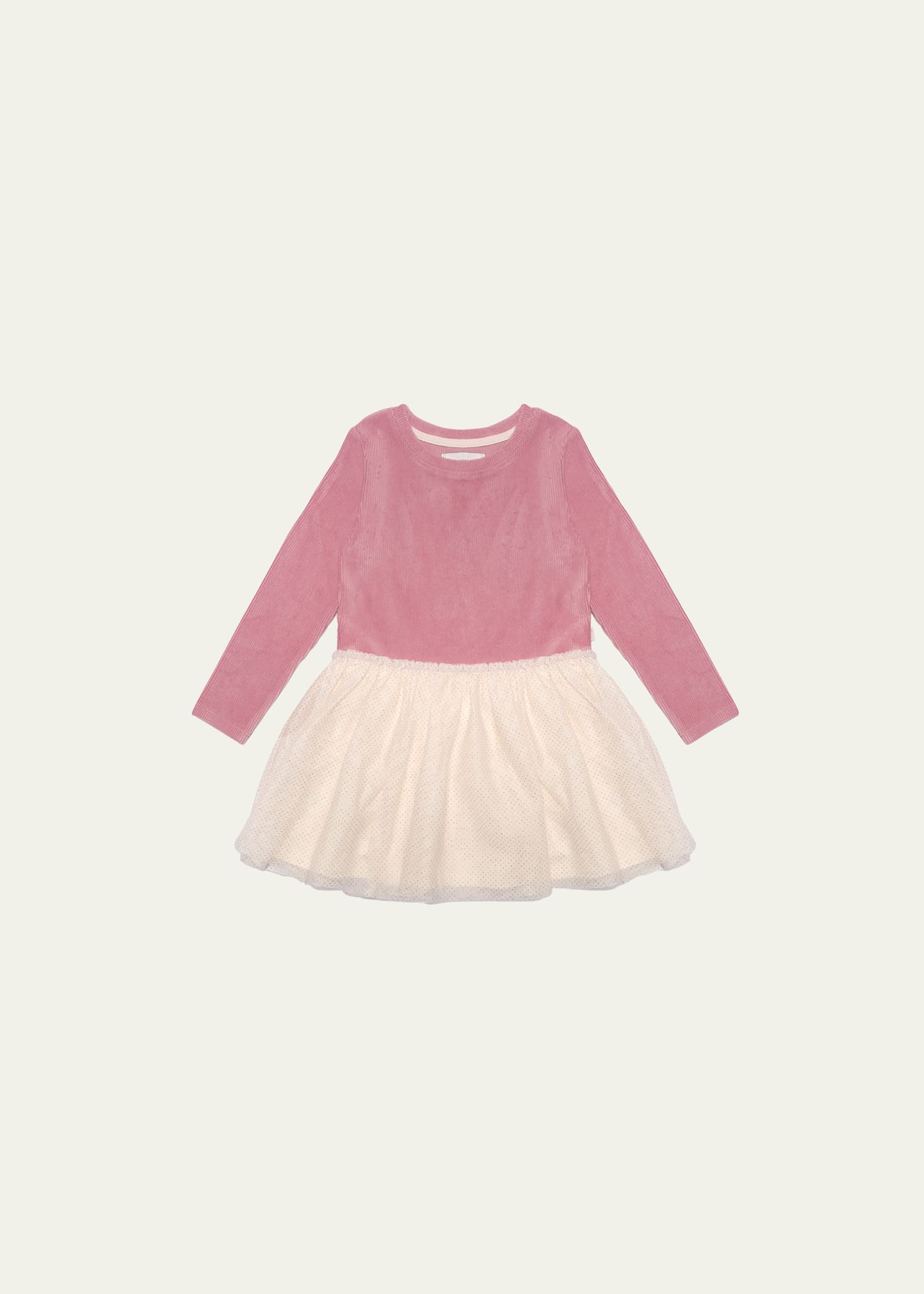 Shop Sammy + Nat Girl's Callie Corduroy Tulle Dress In Pink