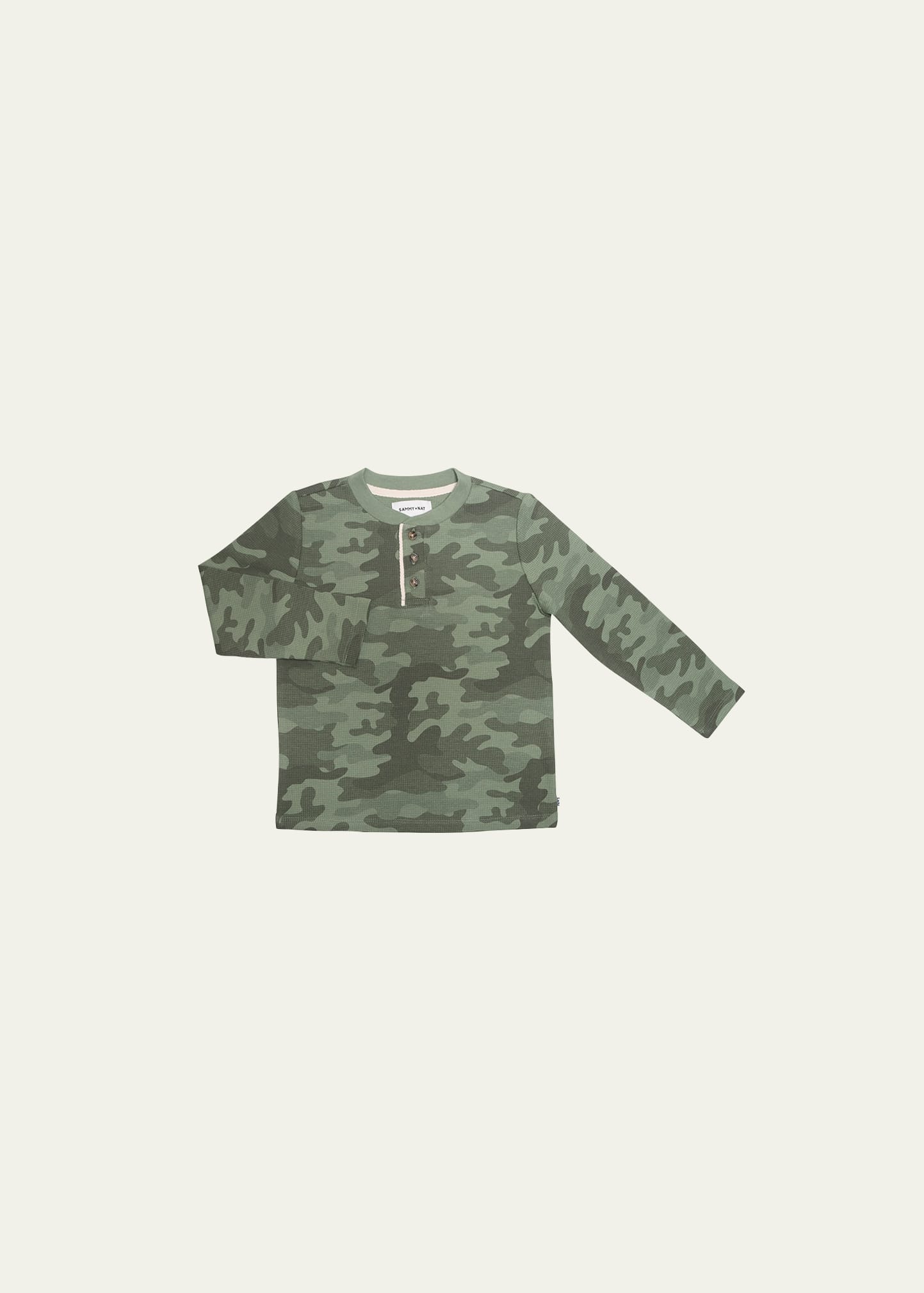 Boy's Tommy Waffle Knit Camo-Print Shirt, Size 2-8