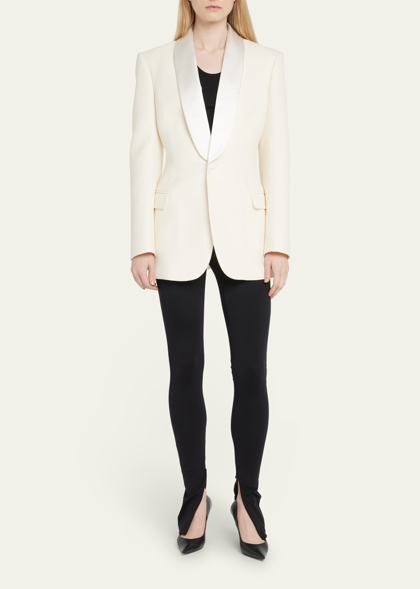 Satin Lapel Wool Tuxedo Blazer