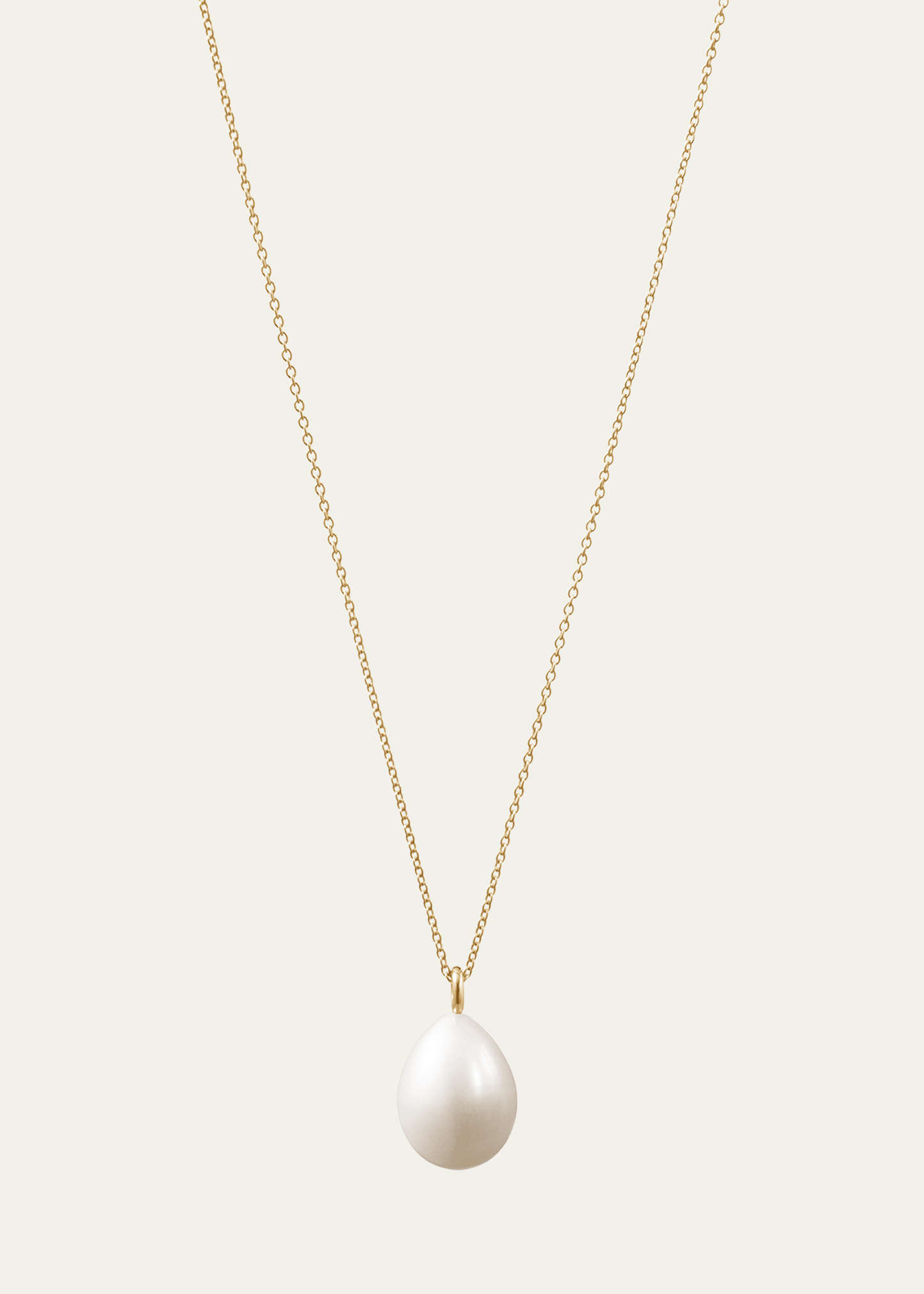 L Eau Drop Shaped Freshwater Pearl Pendant on 14K Yellow Gold Chain