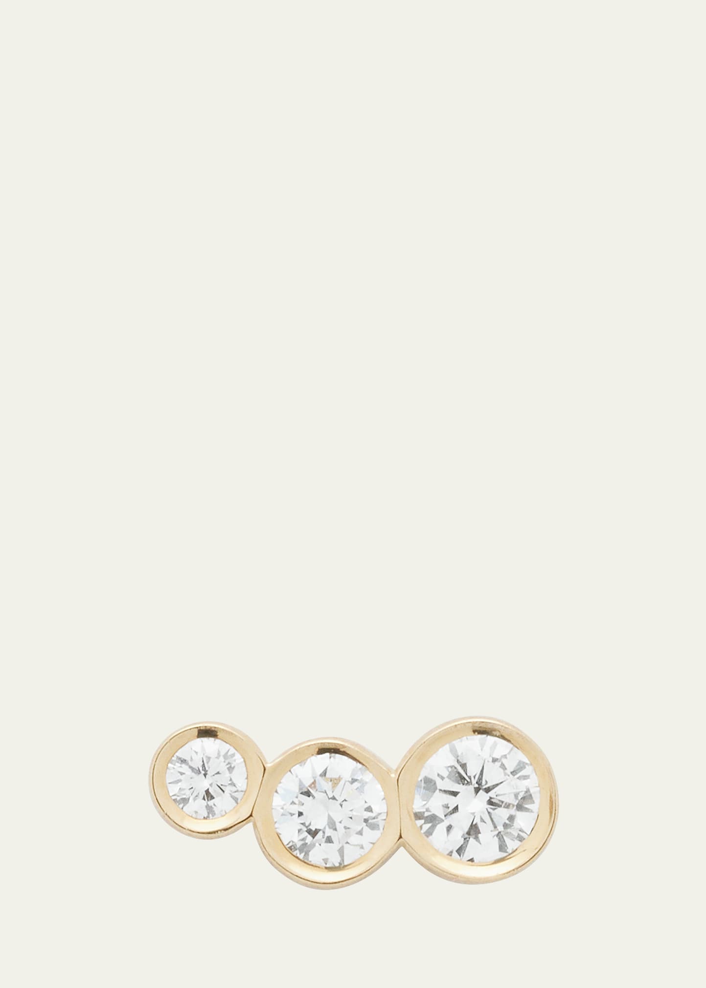 Croissant 18K Yellow Gold 3-Diamond Earring, Single, Right