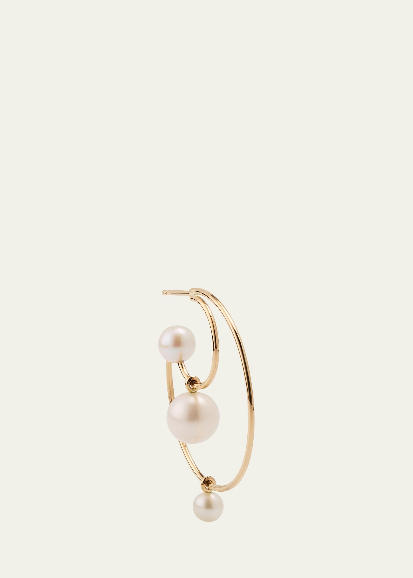 Sophie Bille Brahe Bain Perle Double Hoop Earring With Freshwater Pearls And 14k Yellow Gold, Single In Yg