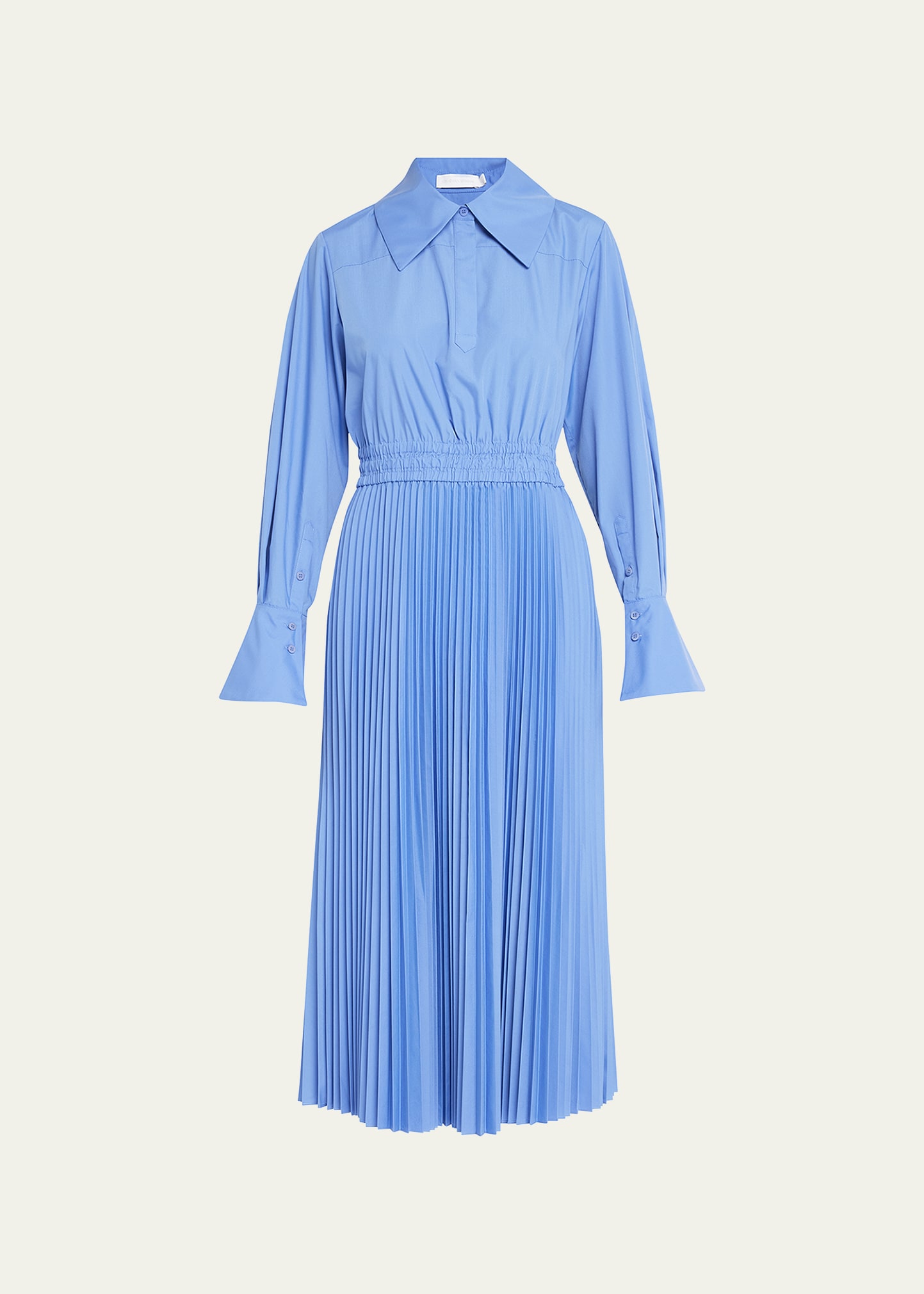 Simkhai Elka Pleated Poplin Shirt Dress In Hydrangea