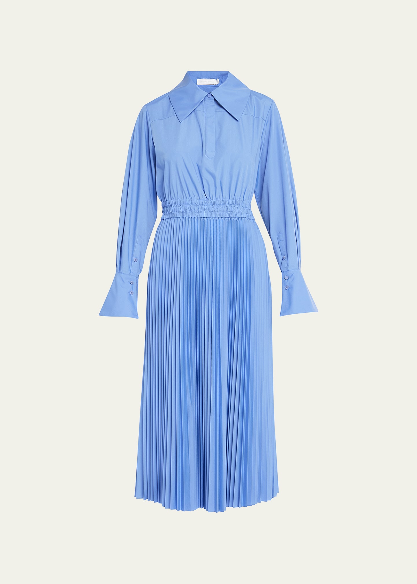 Elka Pleated Poplin Midi Shirtdress