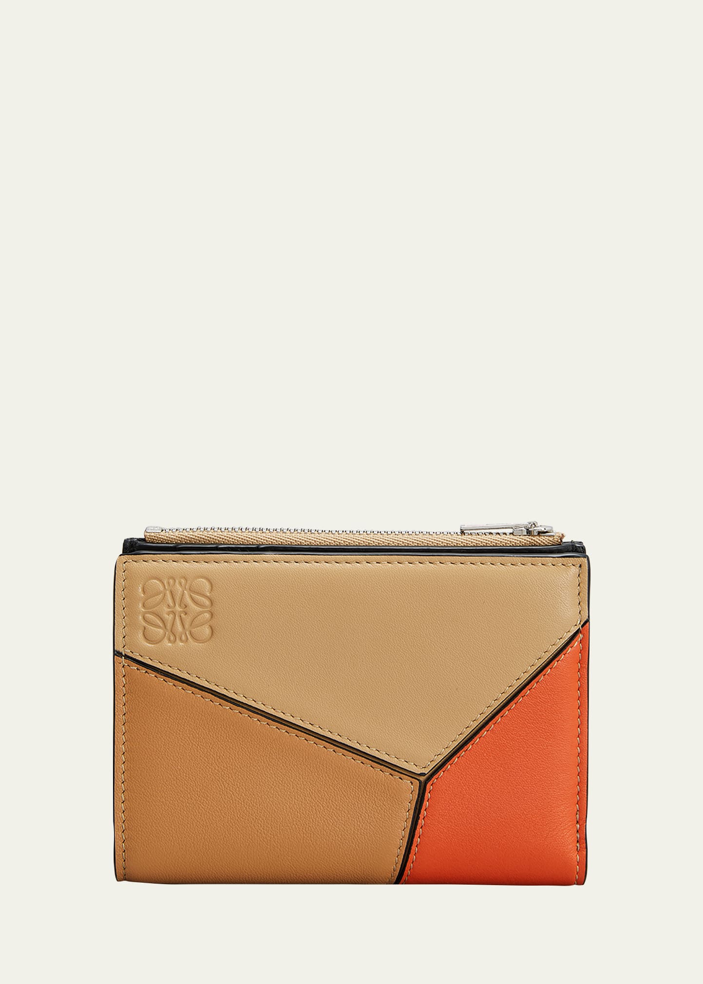 Men's Puzzle Leather Compact Zip Wallet