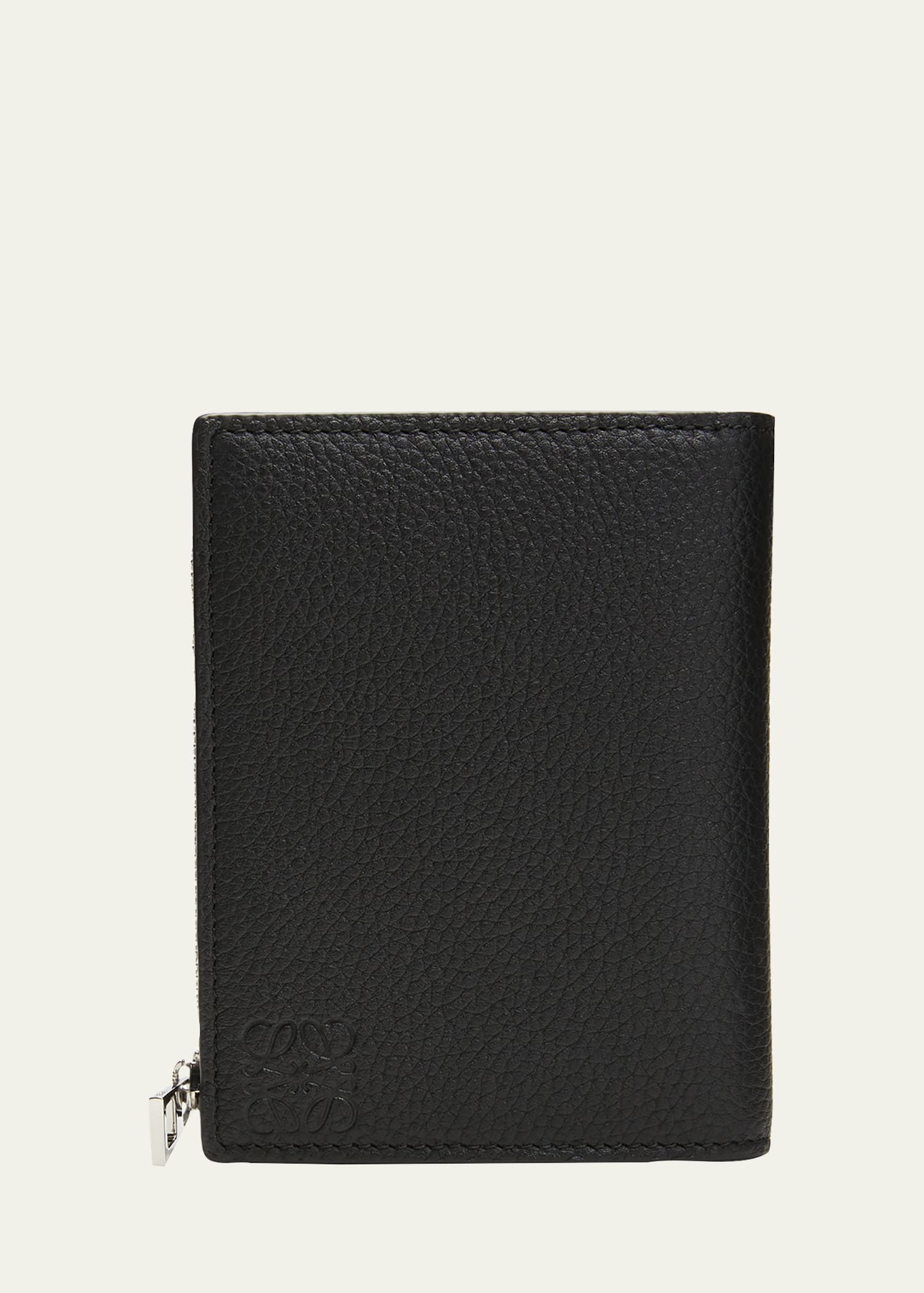 Loewe Men's Leather Bifold Wallet With Zip Coin Pocket In Black
