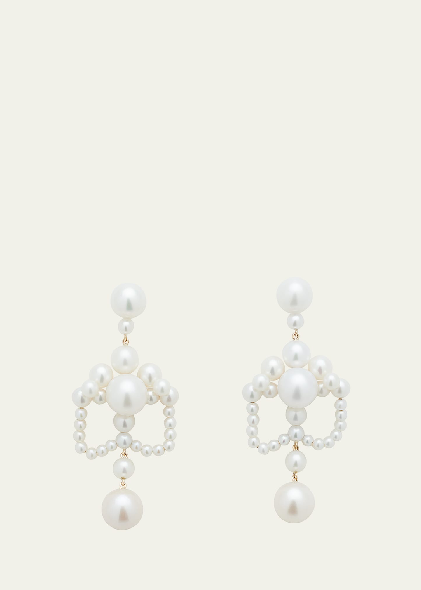 Sophie Bille Brahe Grand Chateau De Perles Chandelier Earrings With Freshwater Pearls In 14k Yellow Gold In Yg