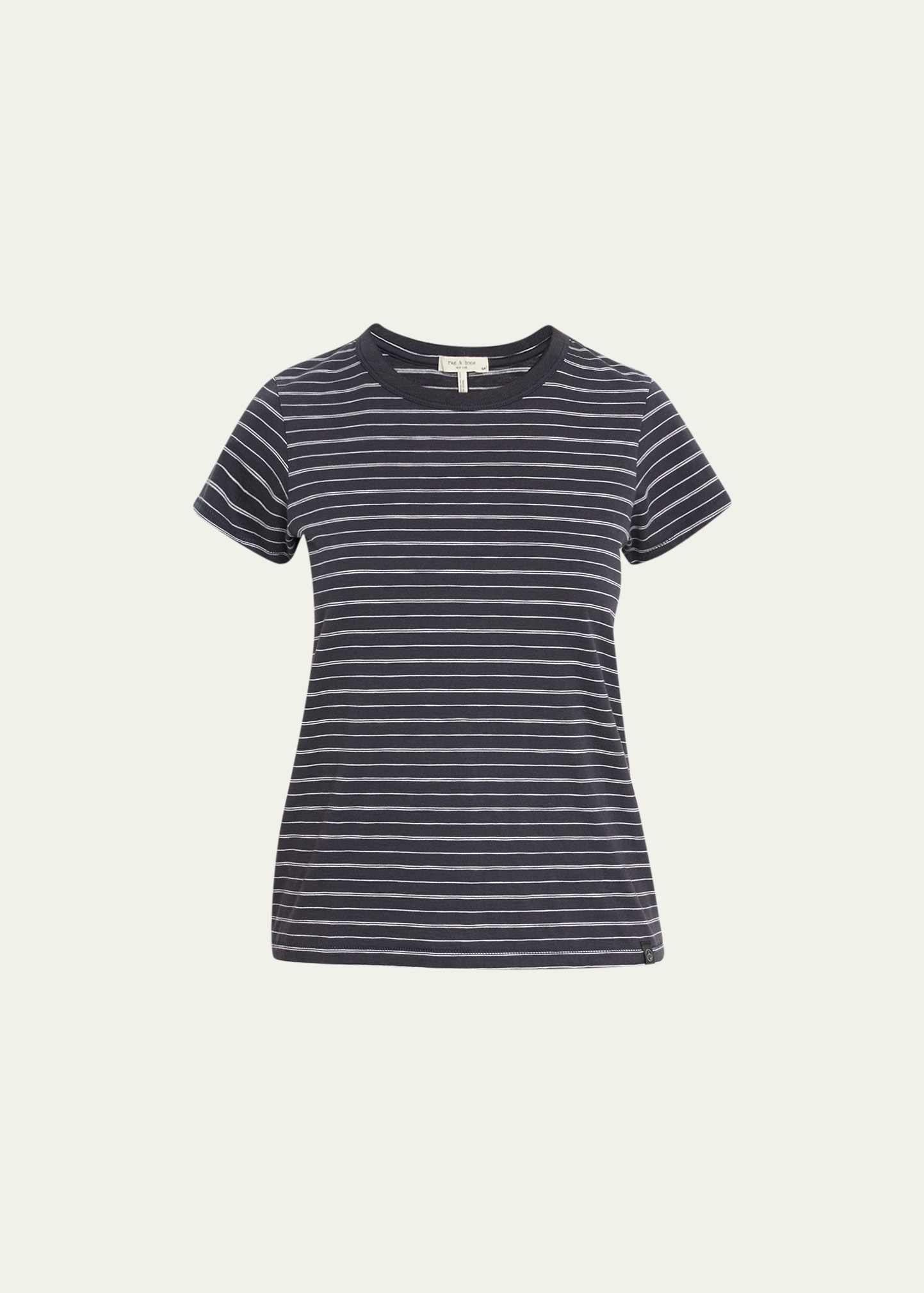 Rag & Bone The Striped Baby Tee In Blackmult