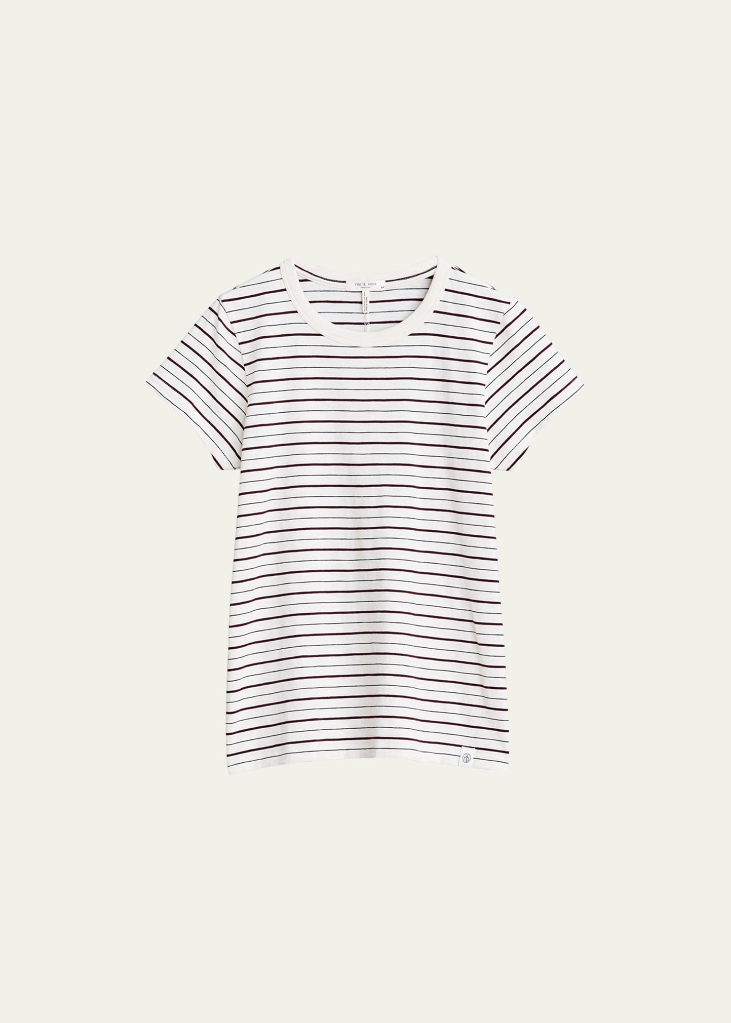 Rag & Bone The Striped Baby Tee In Whitemult