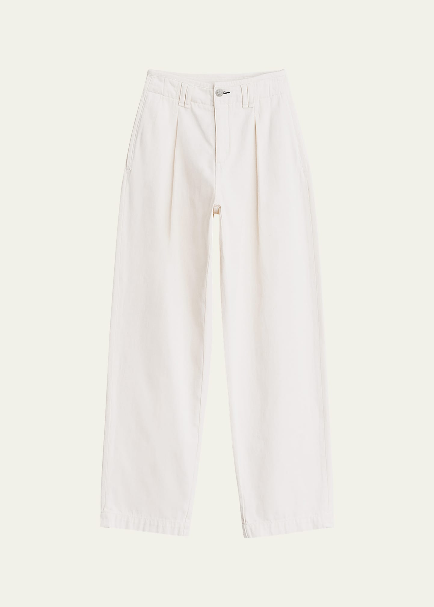 High-Rise Pleated Straight-Leg Trousers