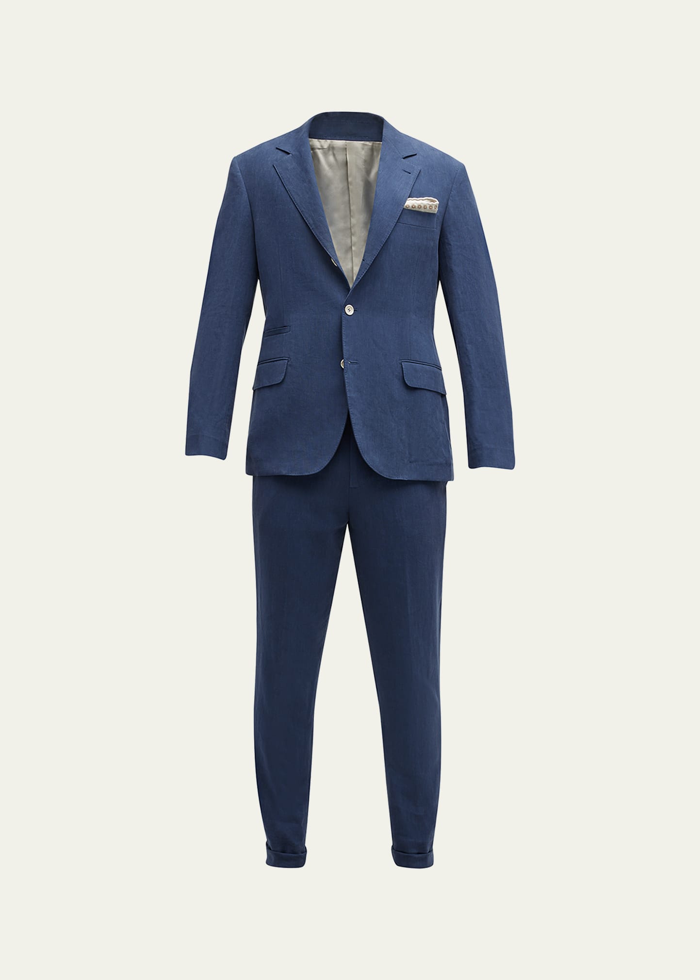 Brunello Cucinelli Men's Solid Linen Suit In C546 Denim Blue