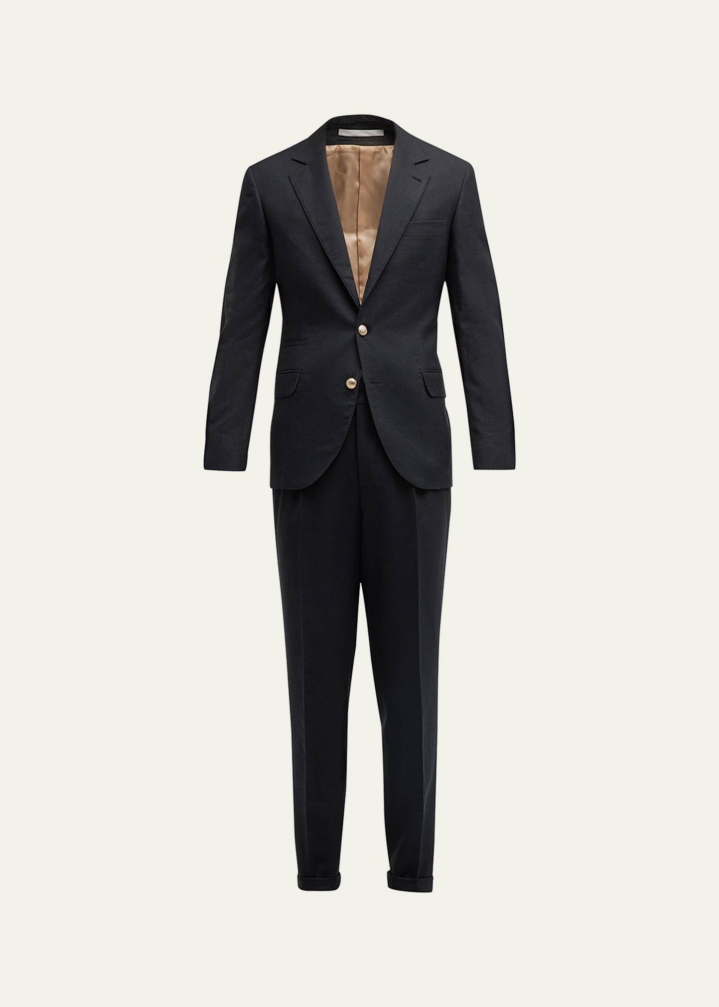 Brunello Cucinelli Men's Linen-wool Solid Suit In C025 Black