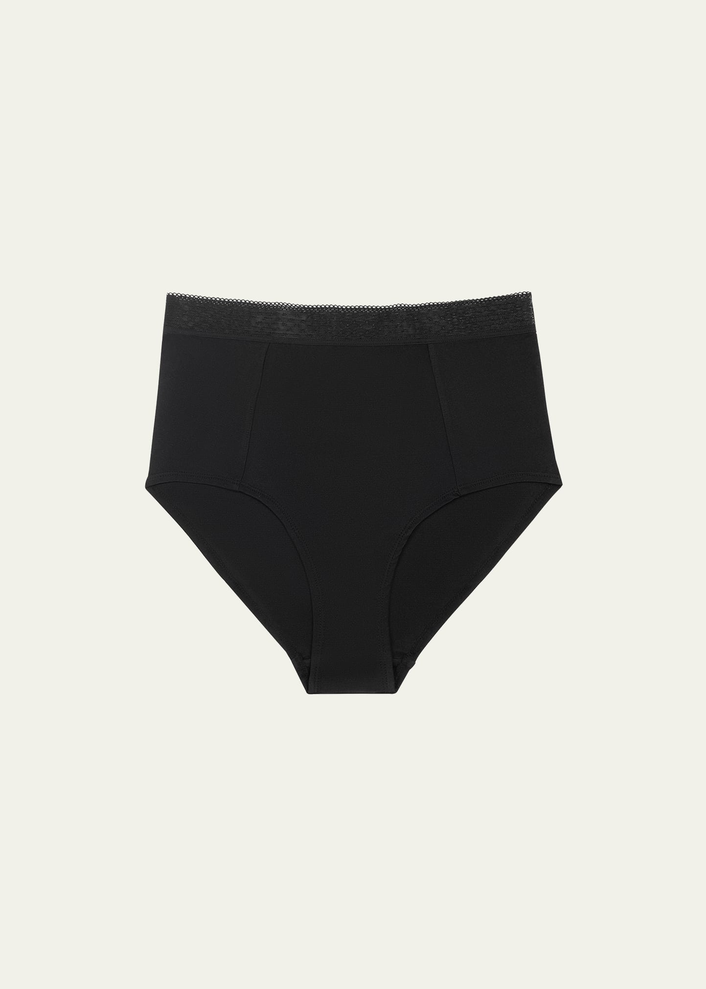 Shop Uwila Warrior High-rise Lace-trim Silk Briefs In Tap Shoe Black