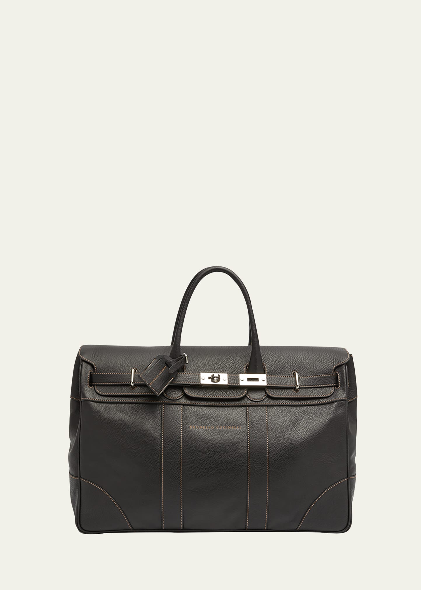Brunello Cucinelli Men's Weekender Country Duffel Bag In C101 Nero