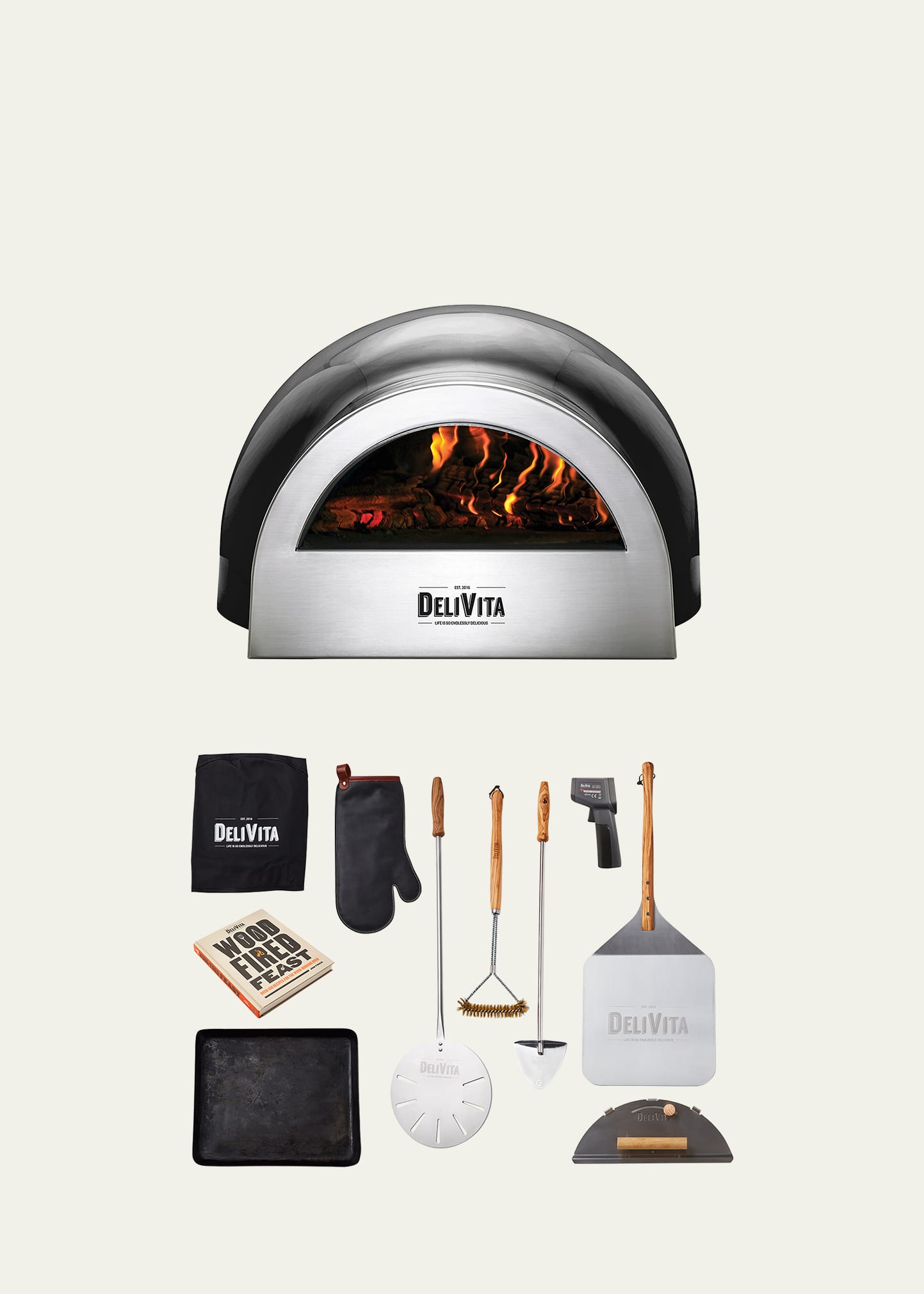 Delivita Wood-fired Pizza Oven Chefs Collection Set In Black