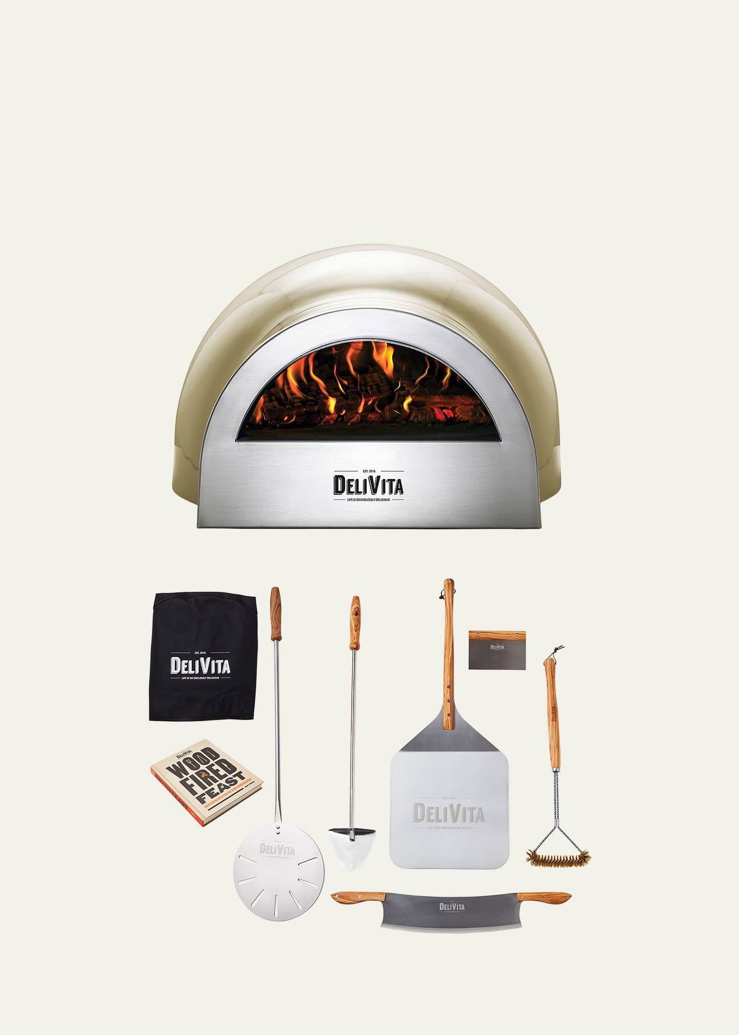 Delivita Wood-fired Pizza Oven Pizzaiolo Collection Set In Olive Green