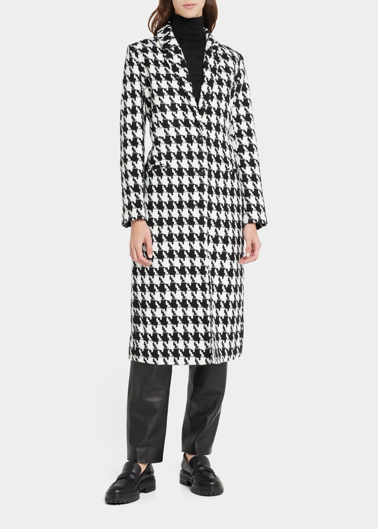 Xander Single-Breasted Houndstooth Coat
