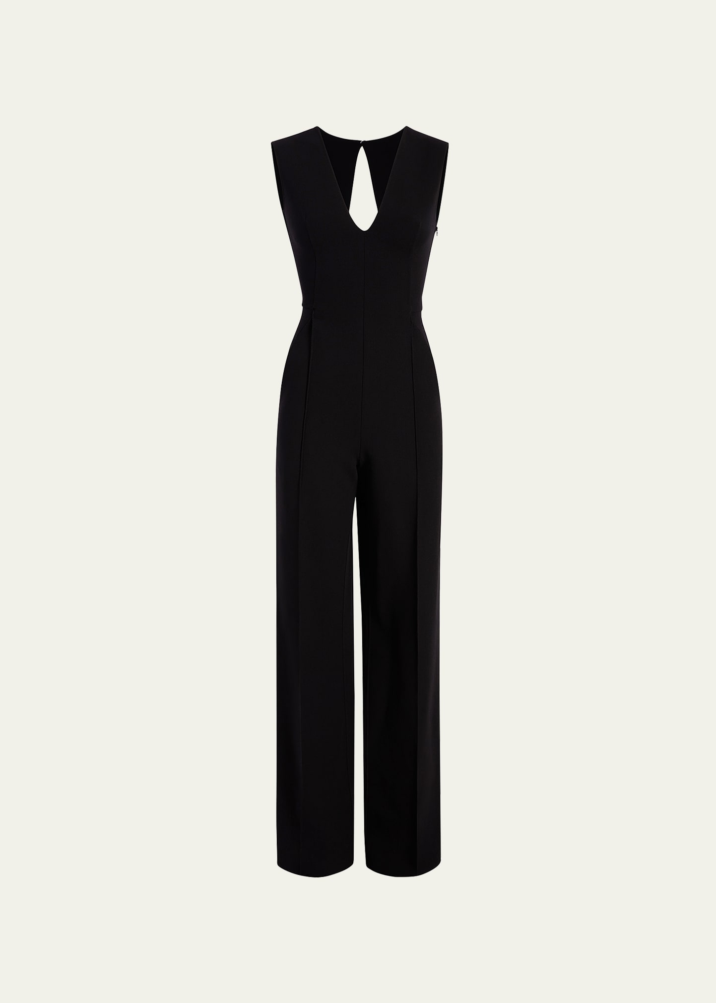 Doppio Wide-Leg Open-Back Wool Jumpsuit