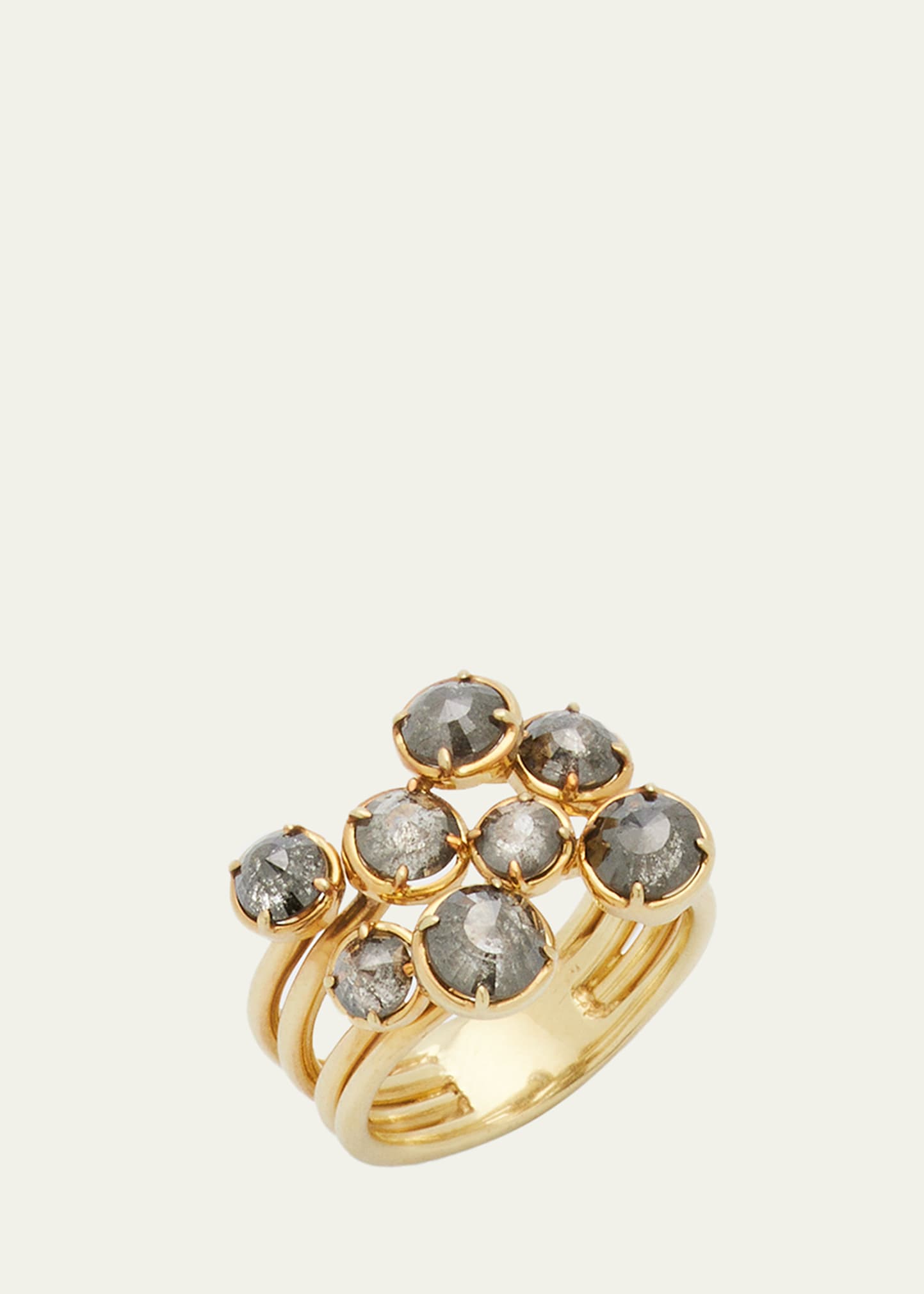 Kimberly McDonald 18k Green Gold Multi Finger Cuff Ring with Rose-Cut Black Diamonds