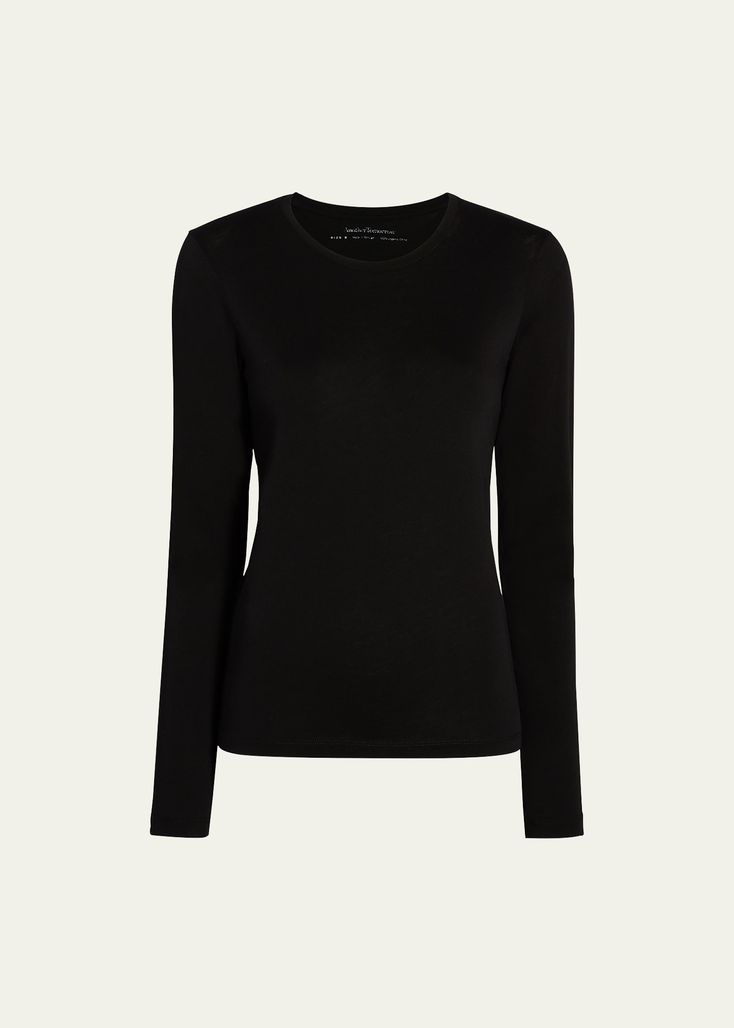 Another Tomorrow Cotton Long Sleeve Tee In Black