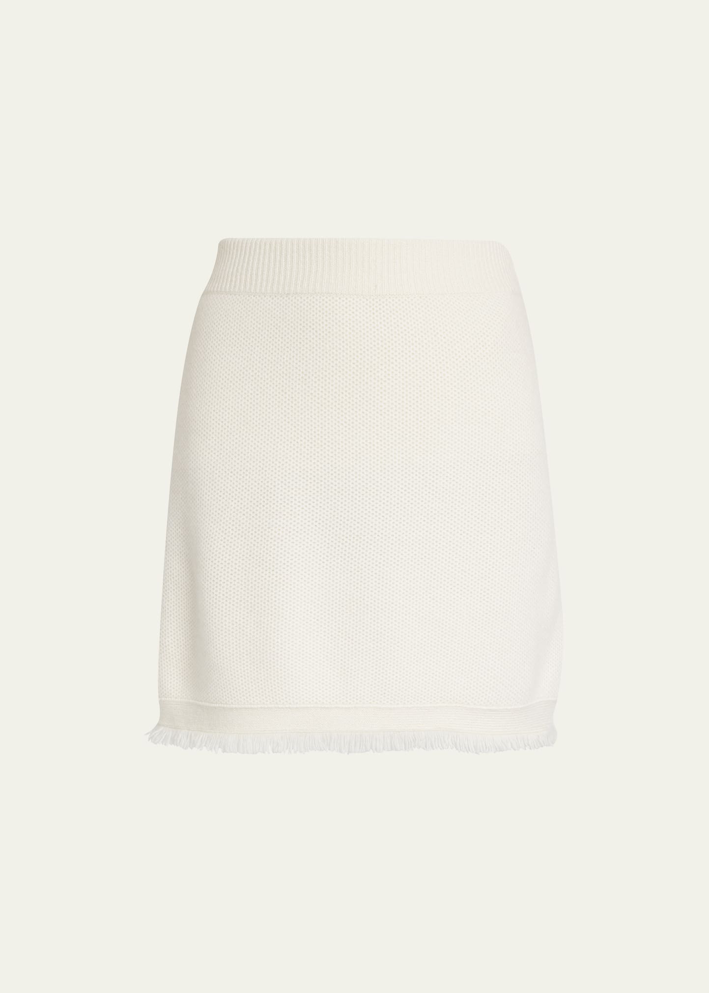 Adela Cashmere Knit Frayed-Hem Mini Skirt