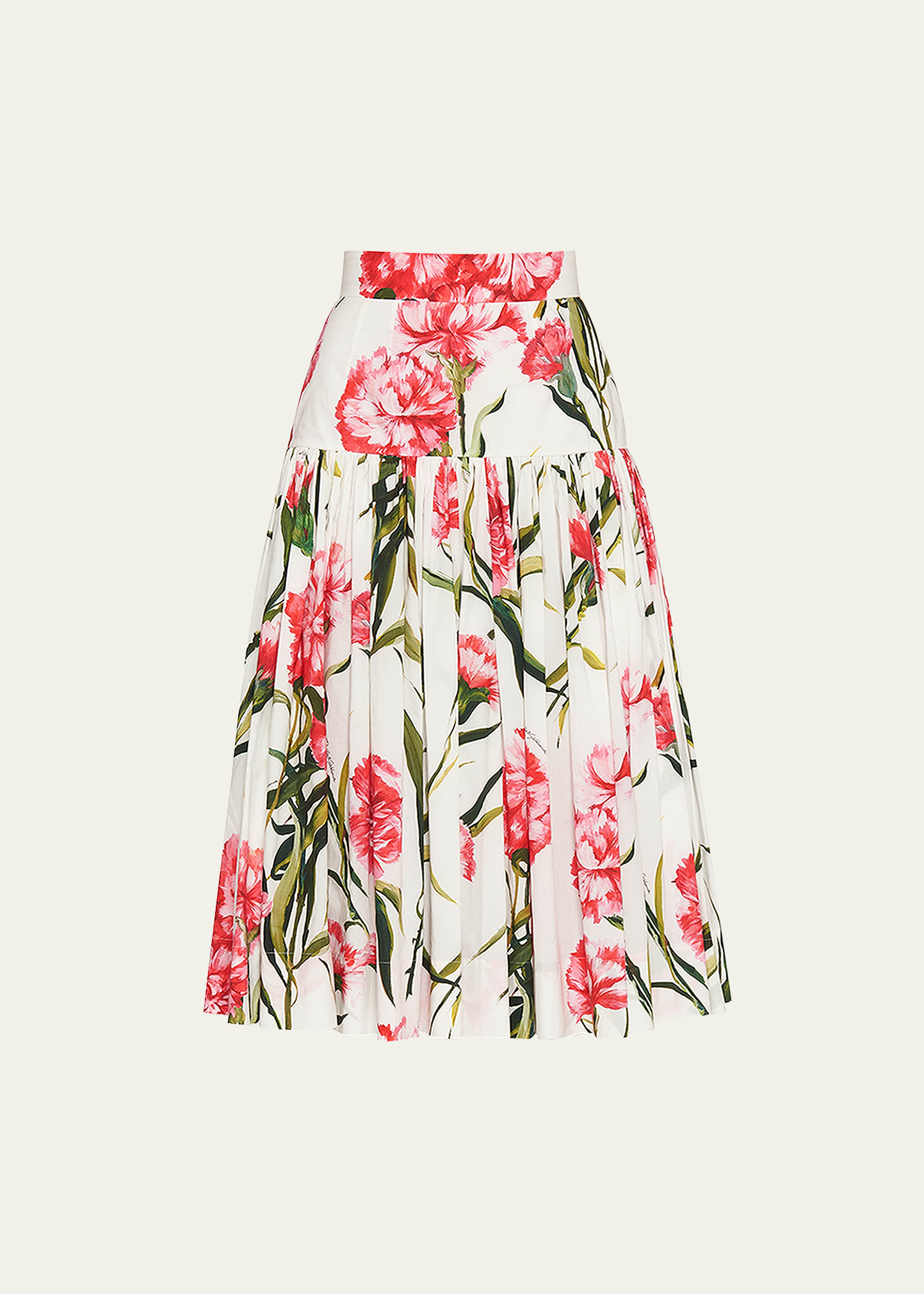 Dolce & Gabbana Floral-print High-waisted Skirt In Natwhite