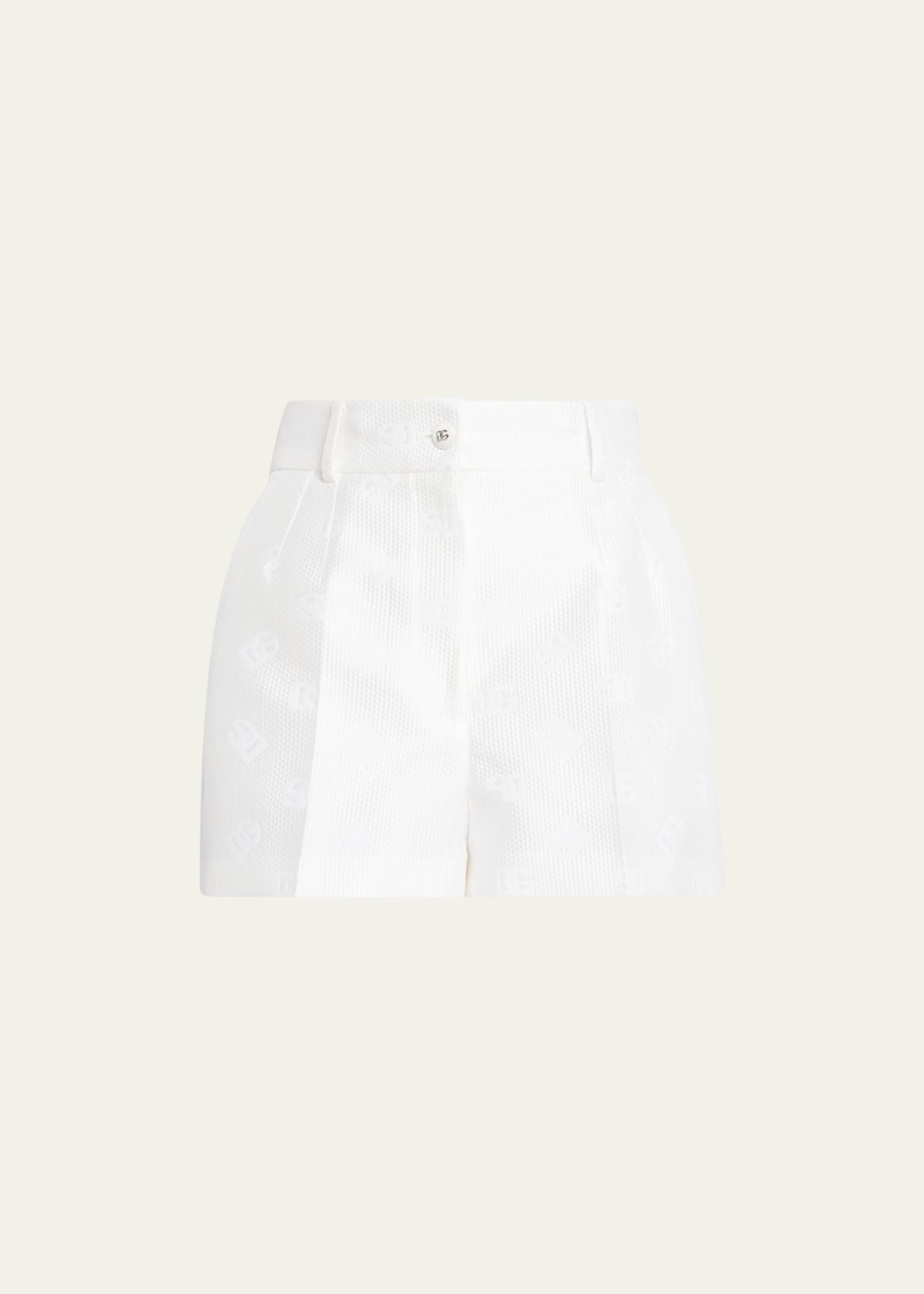 Dolce & Gabbana High-rise Dg Monogram Jacquard Shorts In Natwhite