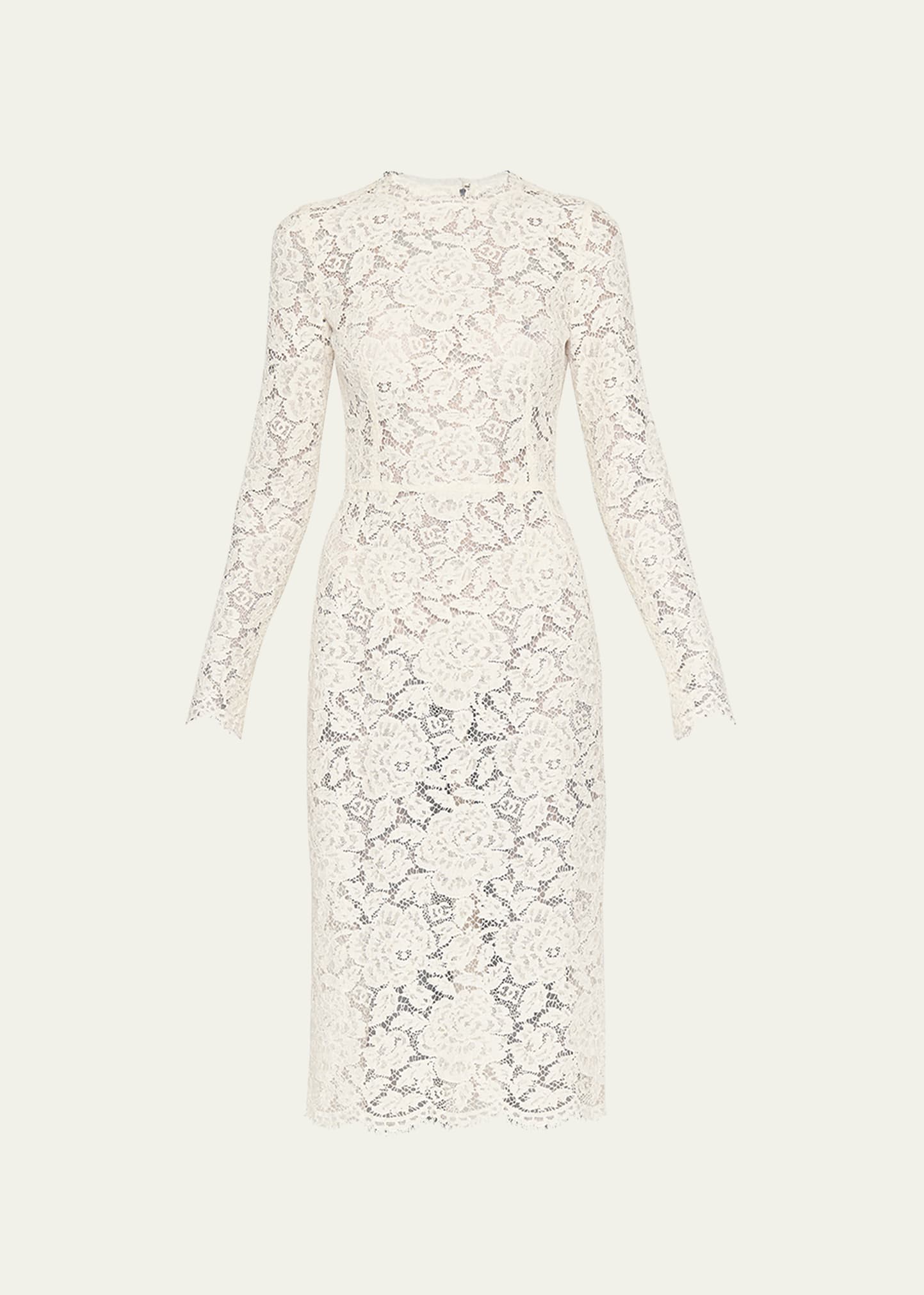 Dolce & Gabbana Women's Floral-lace Long-sleeve Dress In Neutral