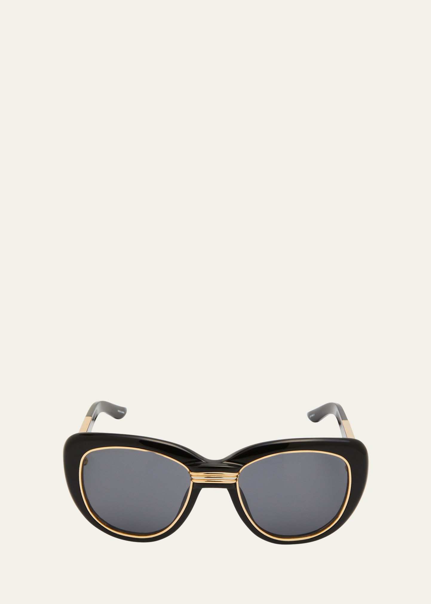 Golden Rim Acetate & Nylon Cat-Eye Sunglasses