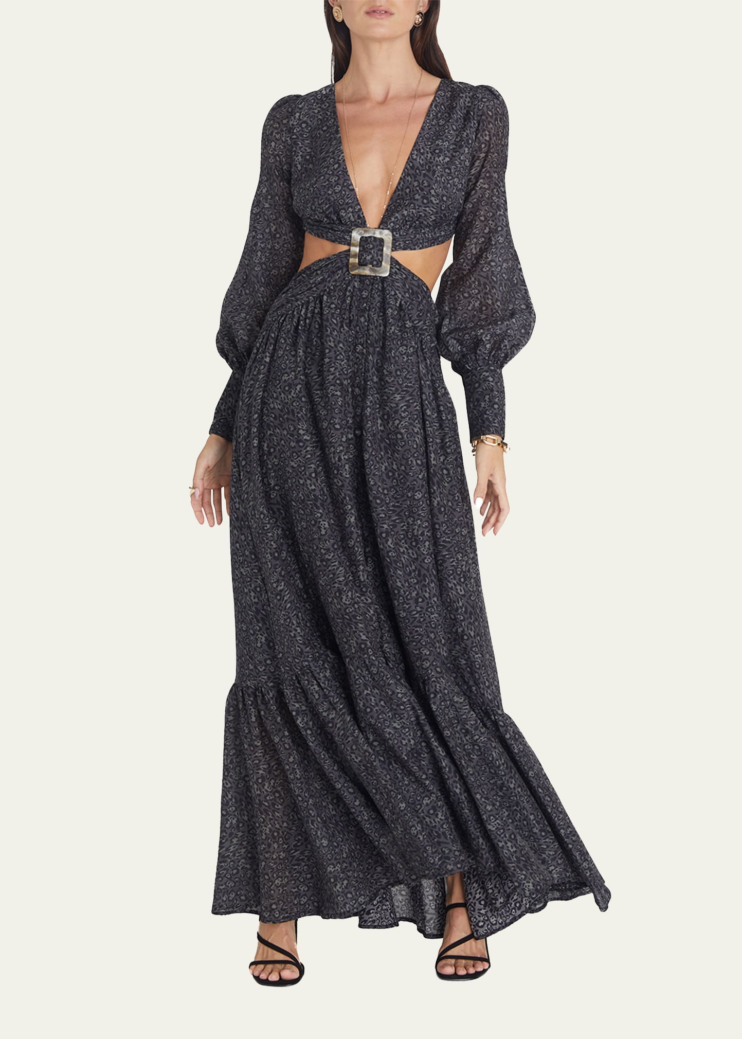 Aqua Blu Australia Ocelot Veronique Cutout Maxi Dress | ModeSens