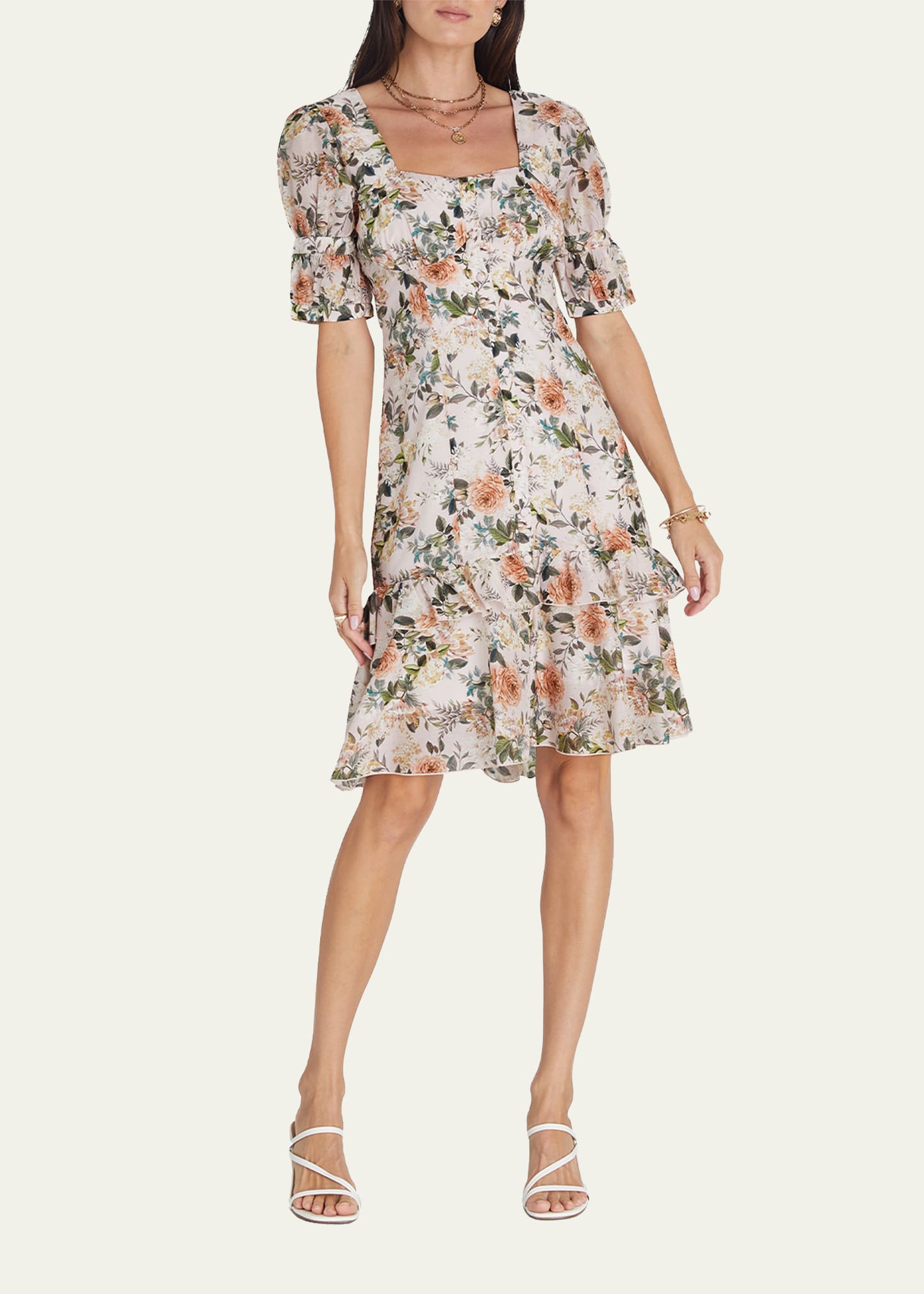 Floral Samantha Puff-Sleeve Mini Dress